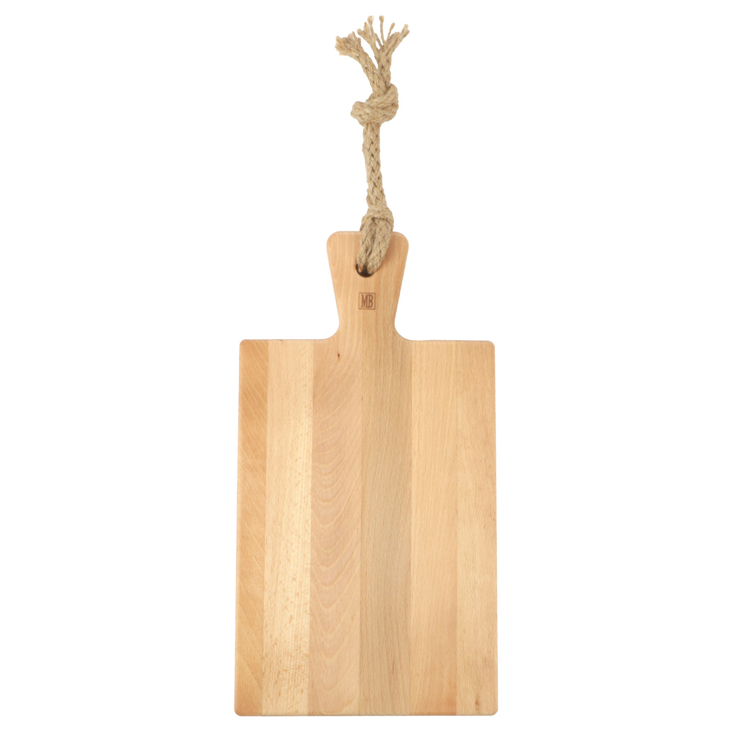 Afbeeldingen van Beuken plank 49x20x2 cm met greep en touw