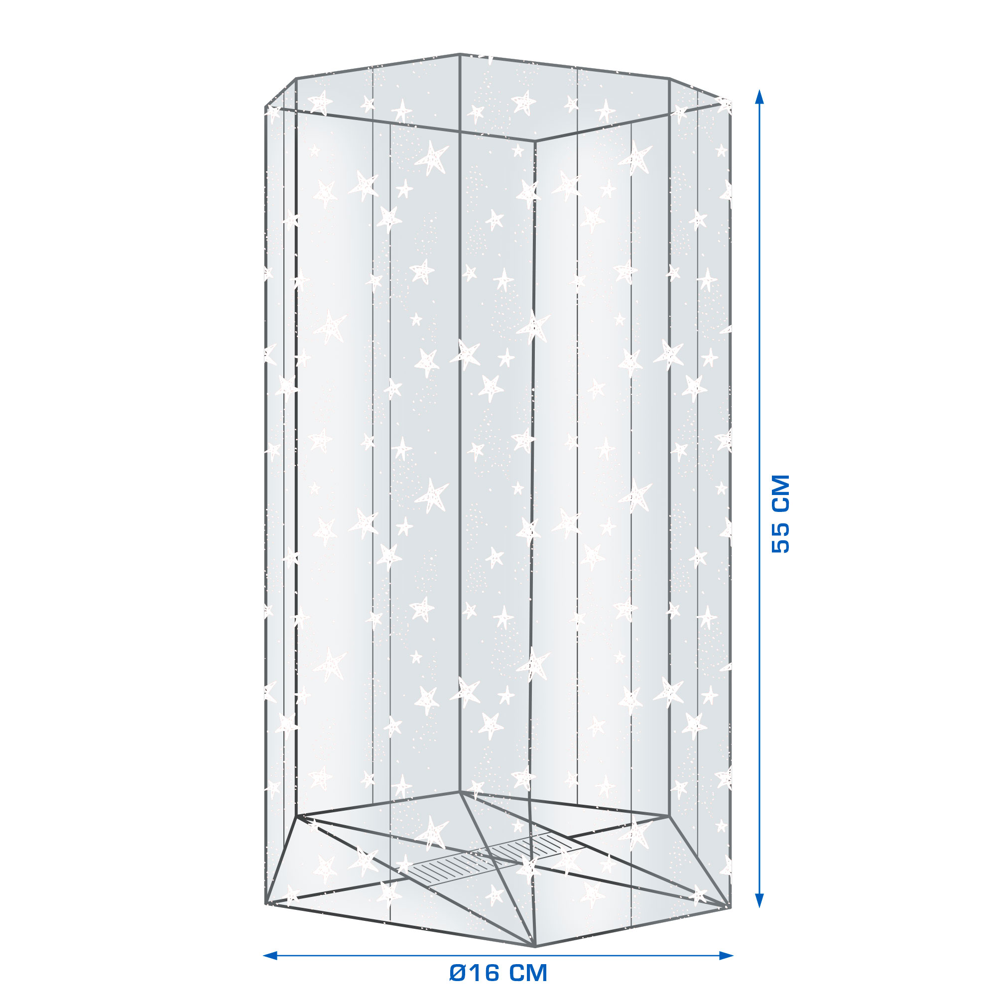 Afbeeldingen van Ds à 250 diamantzak ø16x55 cm Sterren wit