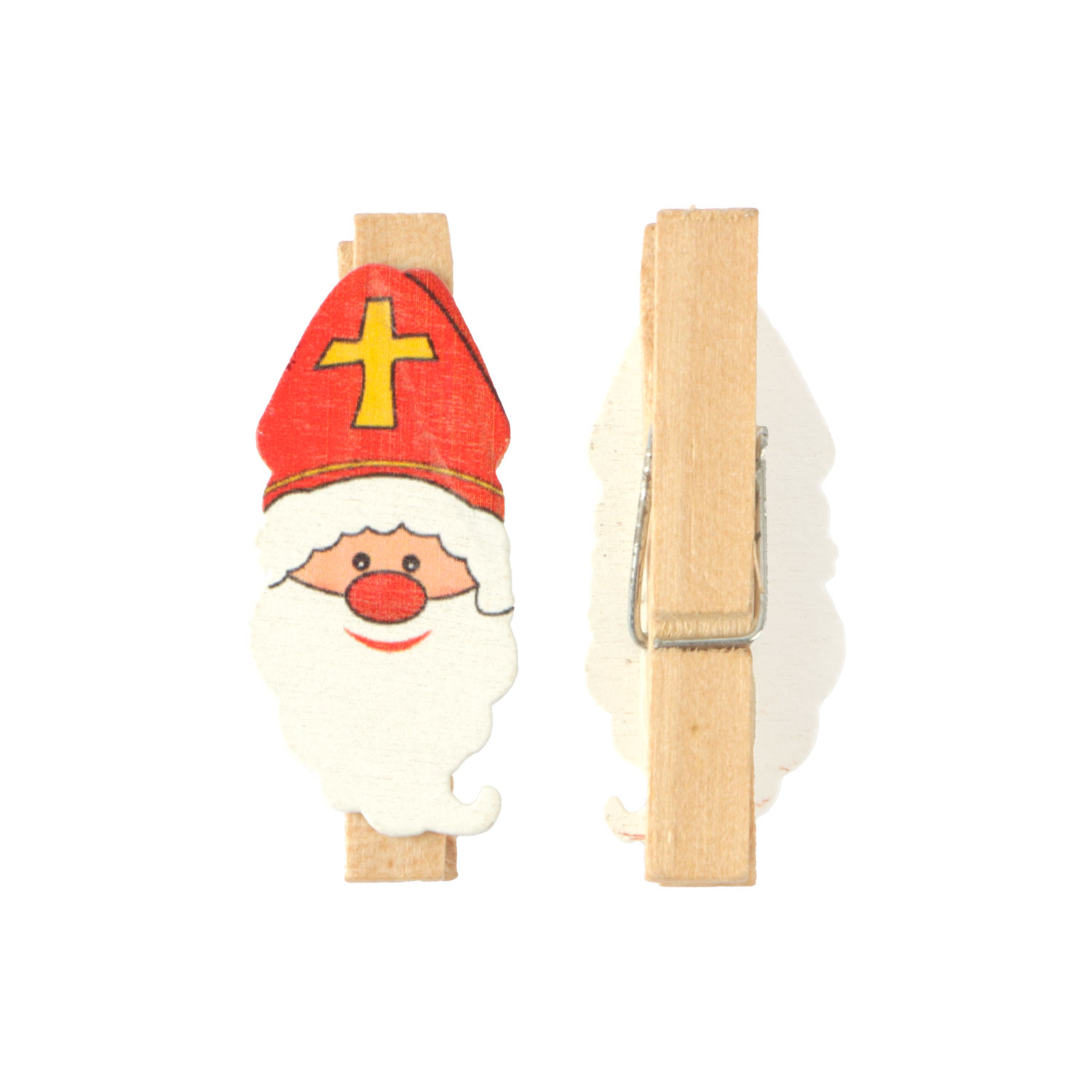 Afbeeldingen van Zak à 36 Sintkopjes op knijper 4x2,5 cm 