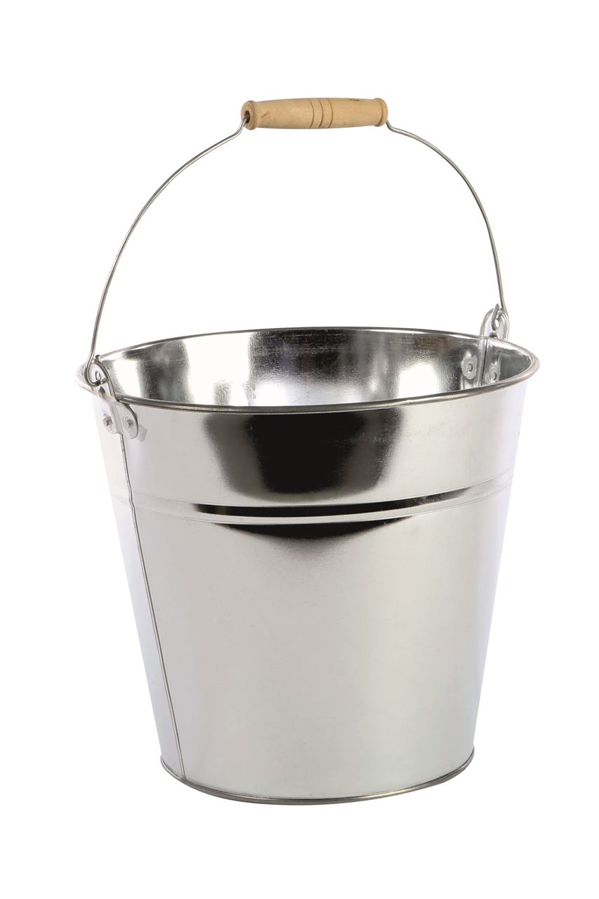 Afbeeldingen van Zinken emmer 22/16x16,5 cm 5 liter met houten greep 