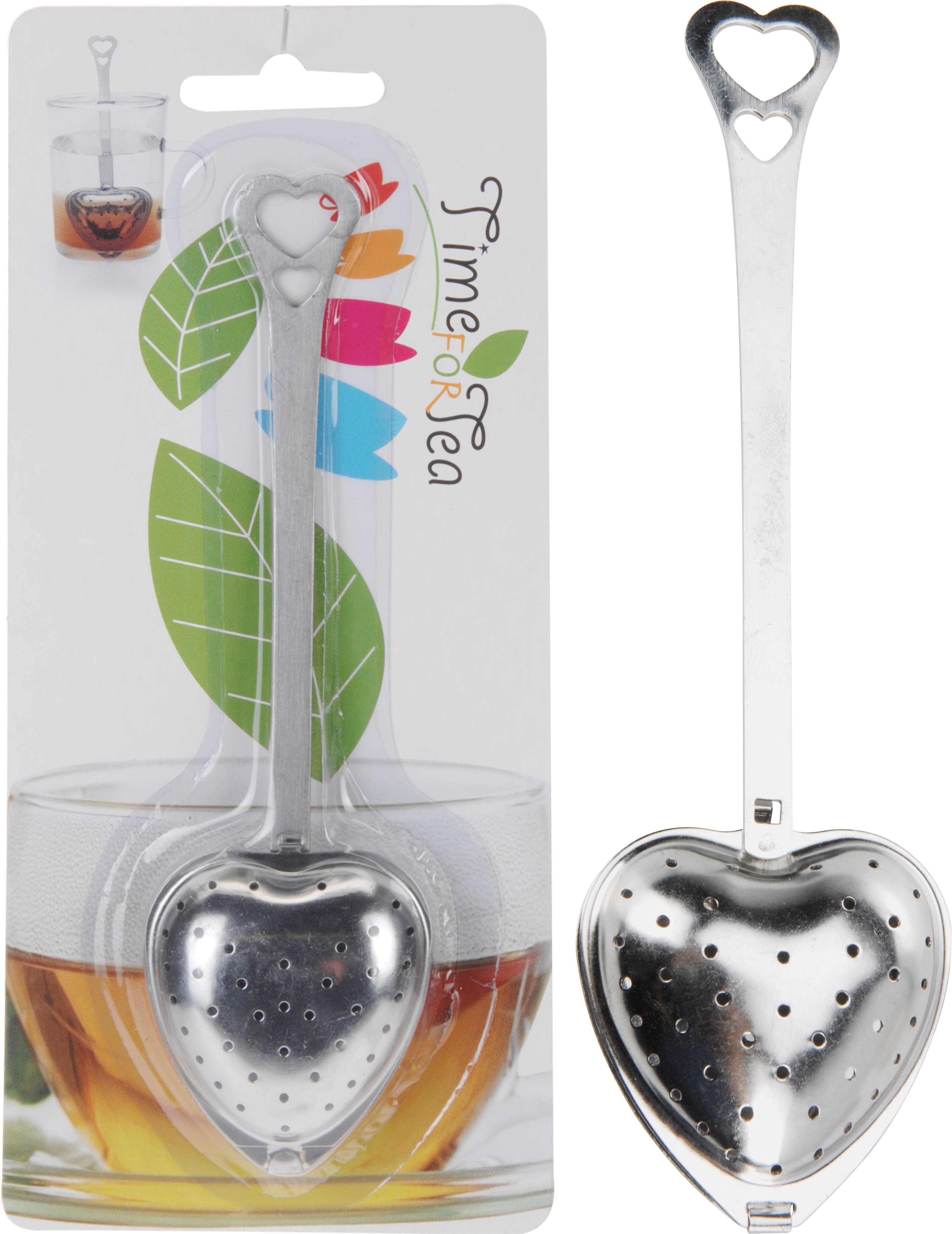 Afbeeldingen van Theehanger hartvorm, roestvrijstaal, 14x4x1,7 cm 