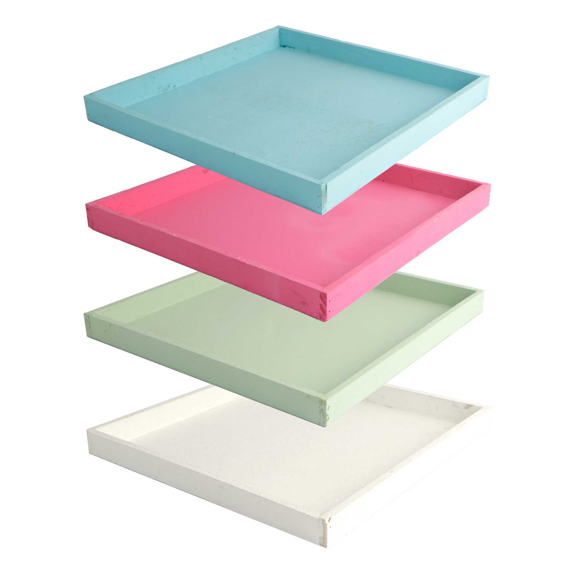 Afbeeldingen van Houten dienblad 33x33x3 cm assorti kleuren