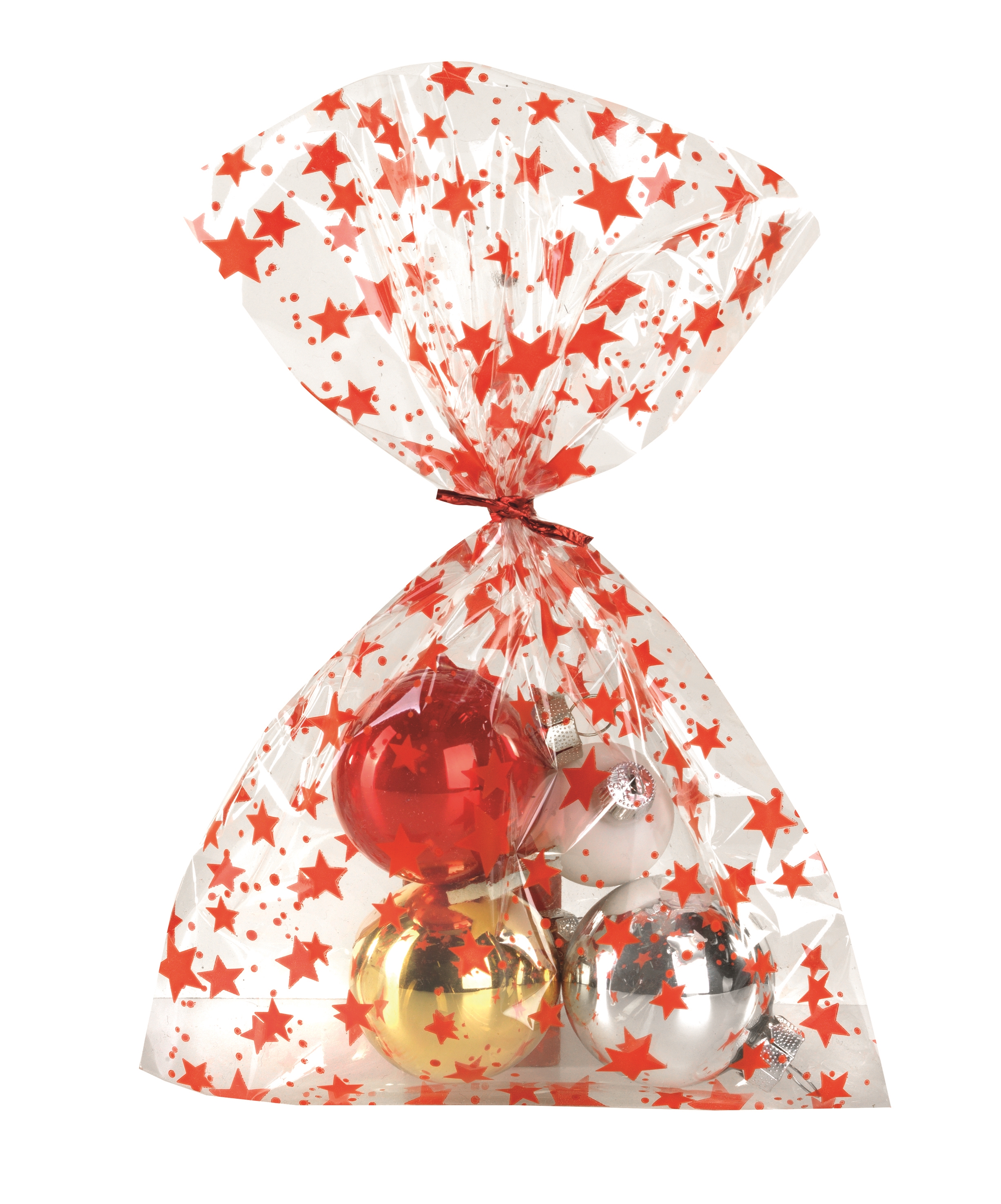 Afbeeldingen van Pak à 50 pp zak 35x50 cm 35 my sterren rood