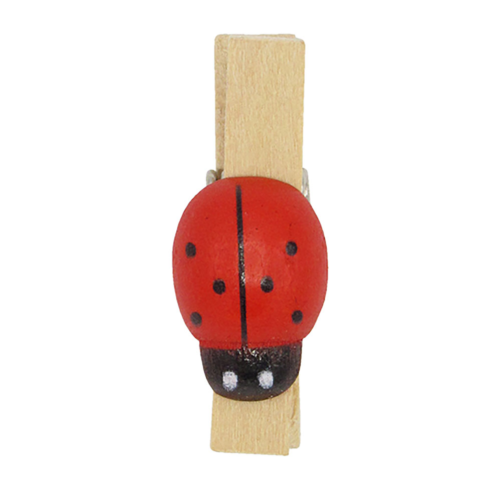 Afbeeldingen van Zak à 50 lieveheersbeestje op knijper 1,9x1,4 cm rood