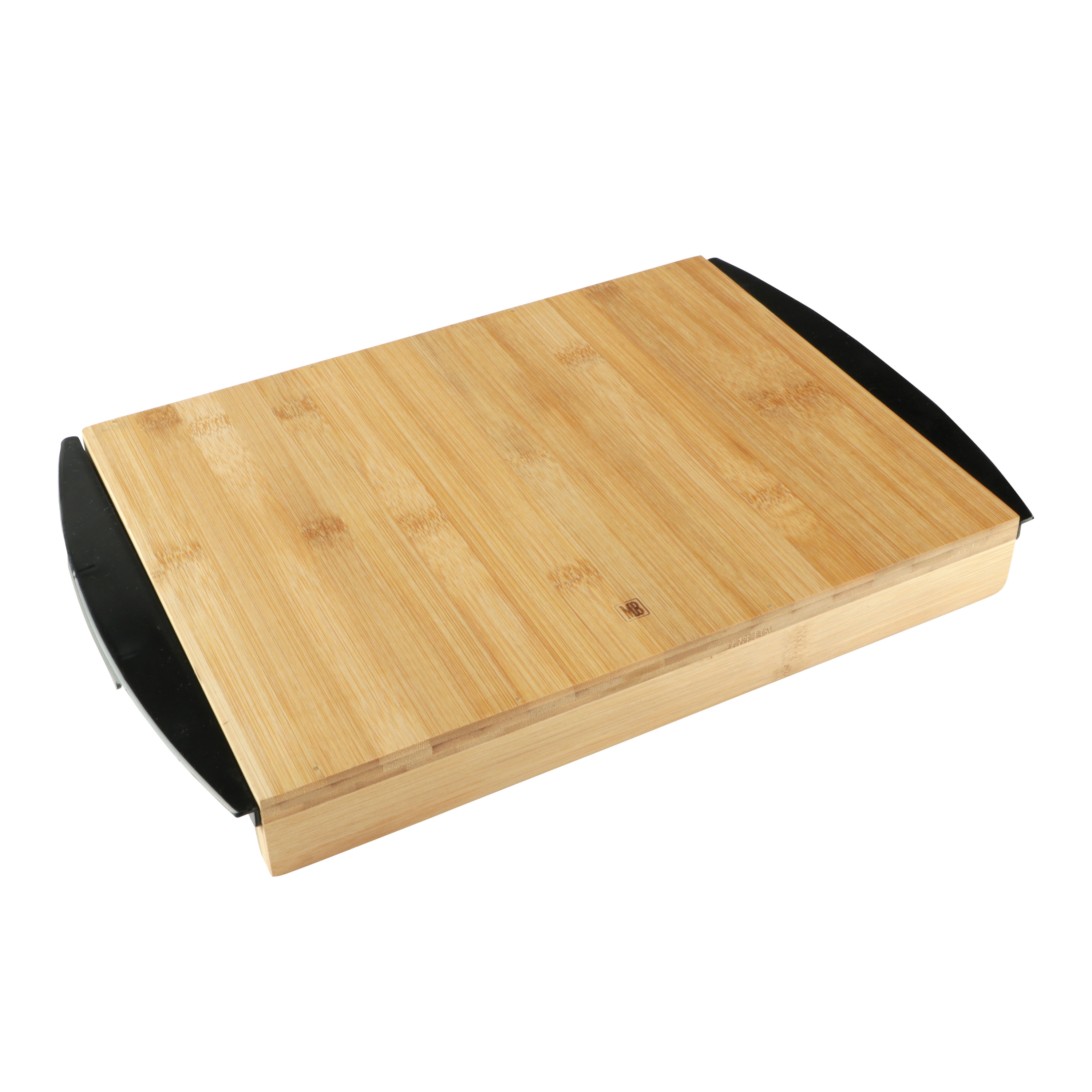 Afbeeldingen van Bamboe snijplank 38x24,5x4 cm met zwarte kunststof lades 