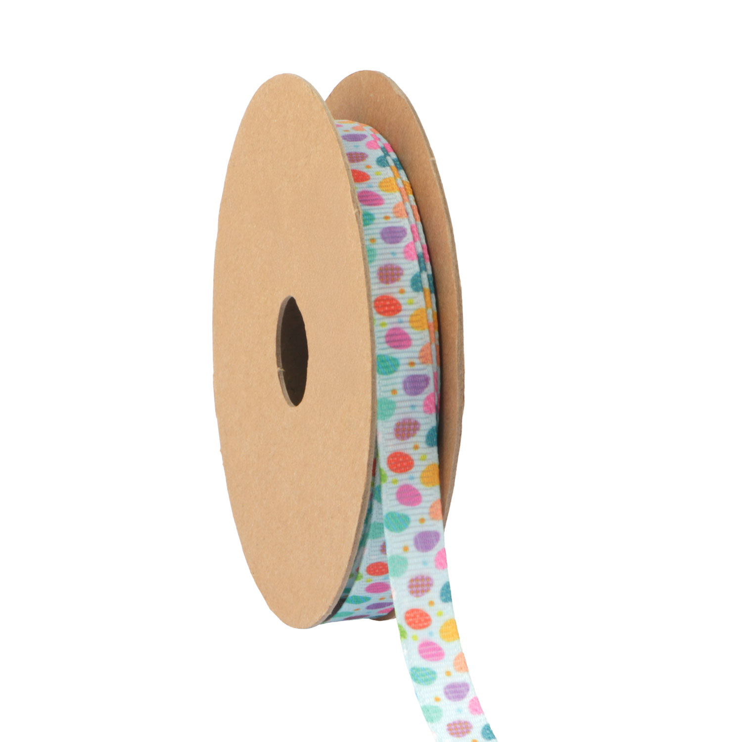 Afbeeldingen van Rol dubbel riblint 10 mm 20 mtr paaseieren blauw