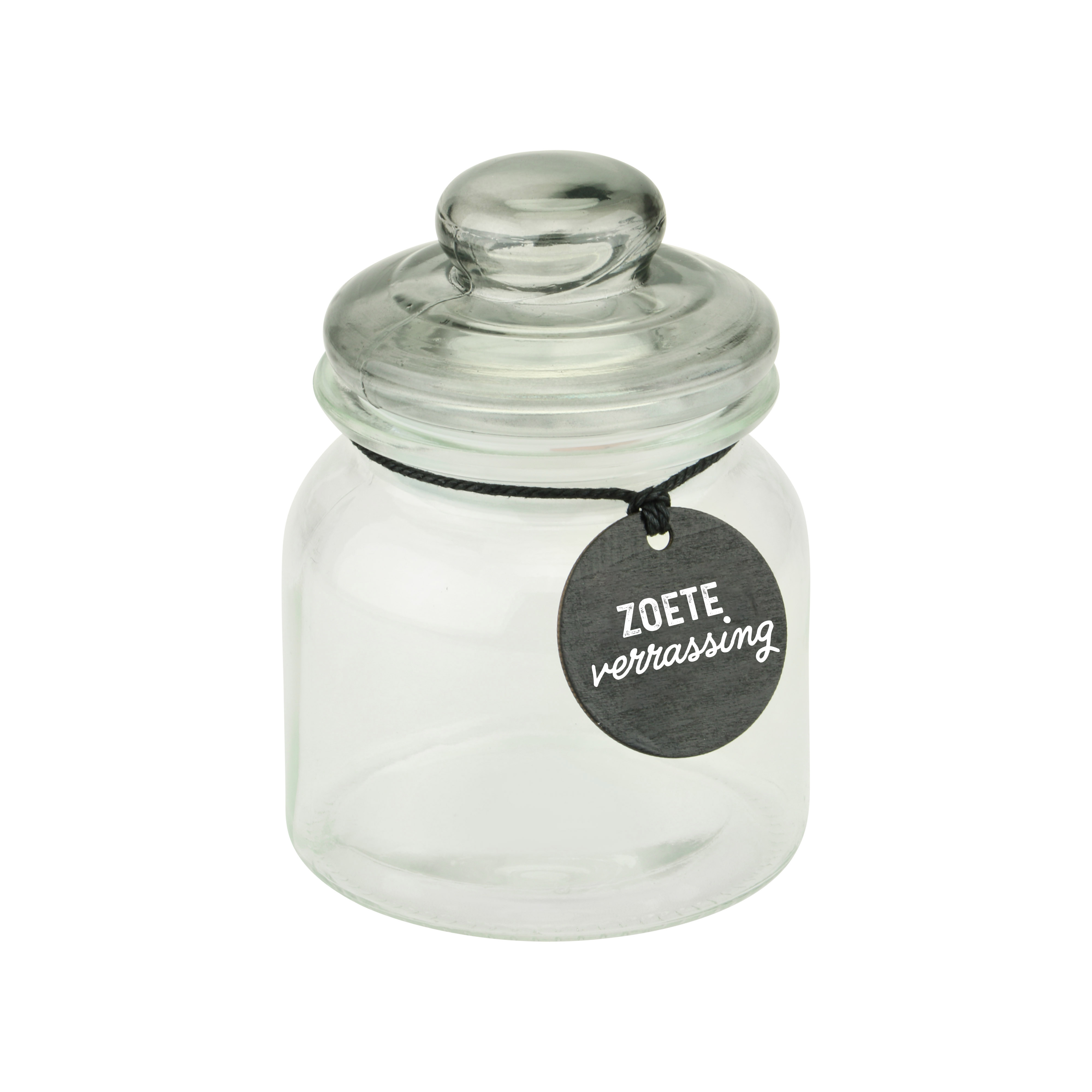 Afbeeldingen van Snoeppot 600 ml met glazen deksel Zoete verrassing