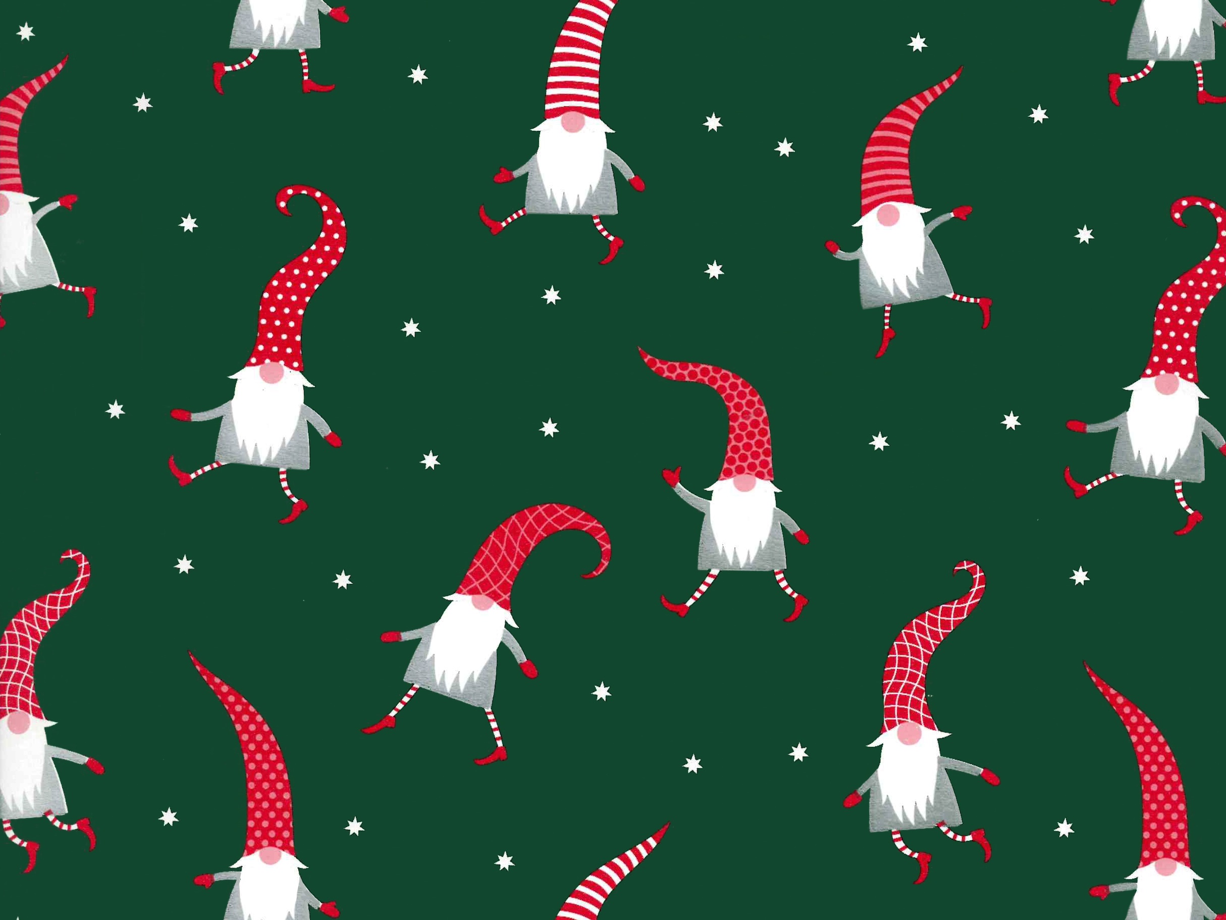 Afbeeldingen van Rol Kerstpapier 50 cm 100 mtr kerstgnoom groen