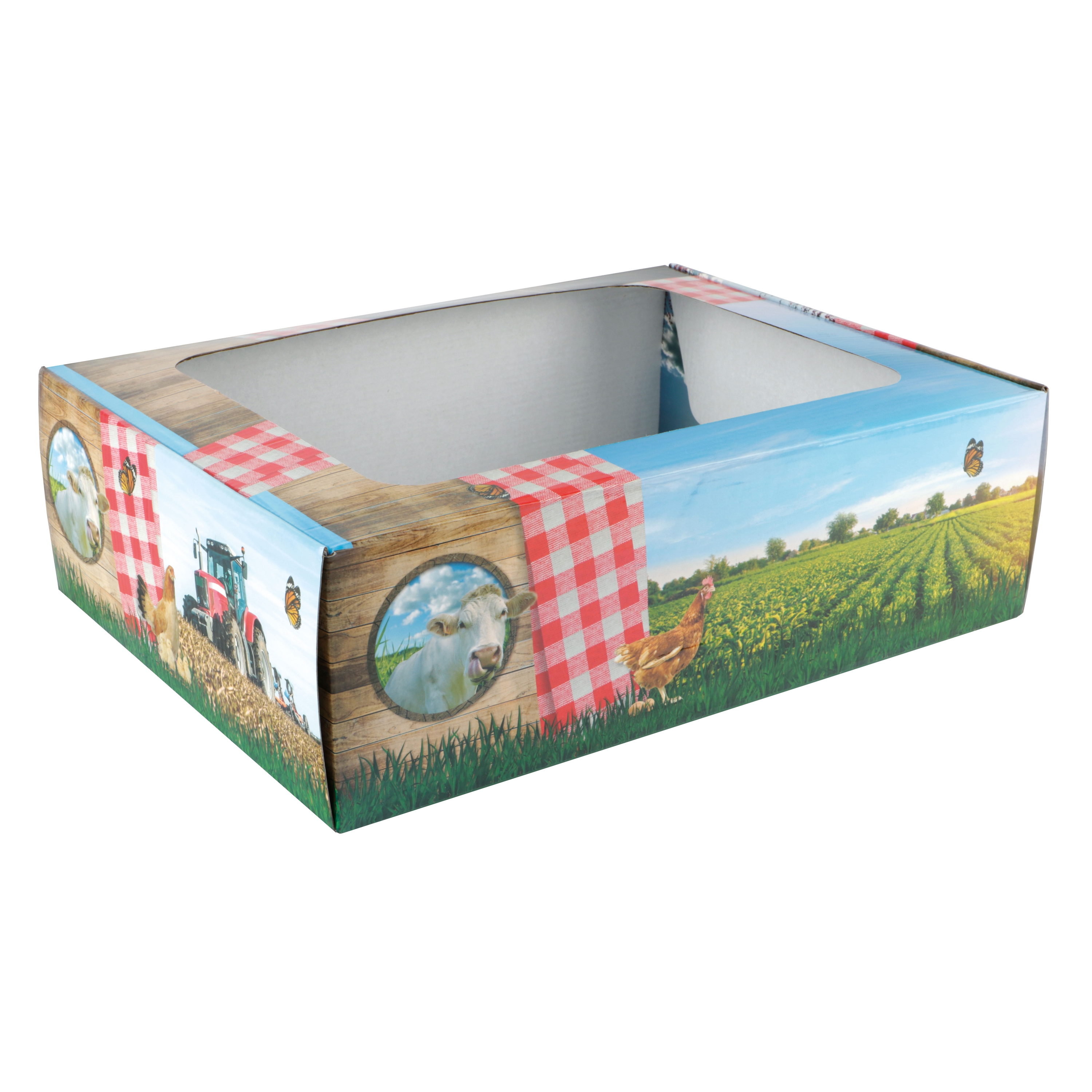 Afbeeldingen van Pak à 10 venster pakketdoos Boerderij 40x30x12 cm 