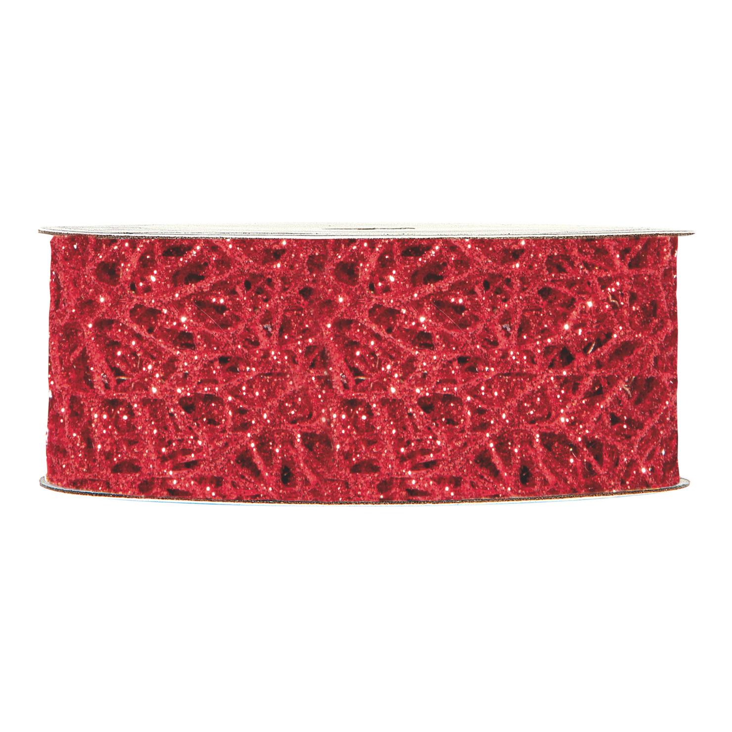Afbeeldingen van Rol weblint crispy 40 mm 10 mtr glitter rood