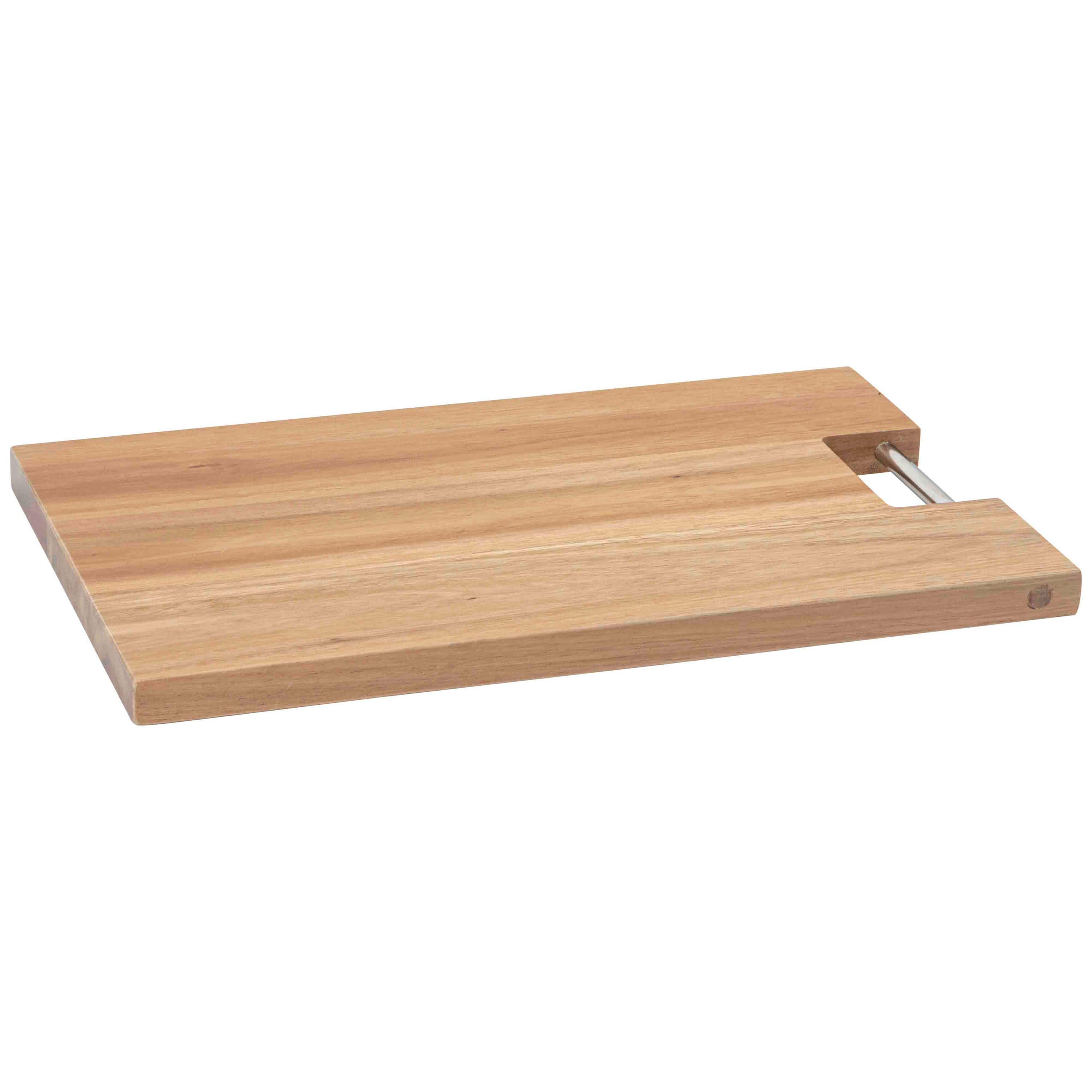 Afbeeldingen van Snijplank acacia 39x24x2 cm met rvs beugel