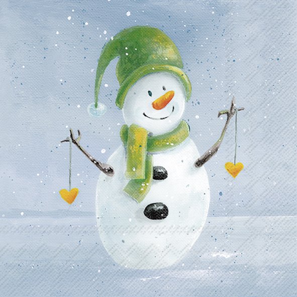 Afbeeldingen van Pak à 20 servetten 33x33 cm 3 laags Sneeuwpop