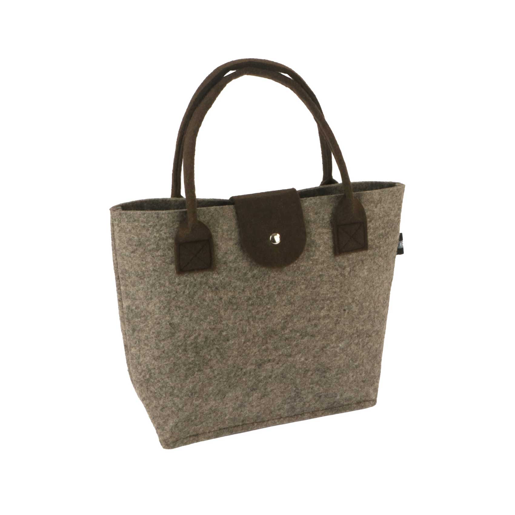 Afbeeldingen van Vilten tas 32,5+9x26 cm beige/bruin met magneetsluiting