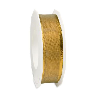 Afbeeldingen van Rol organzalint bedraad 25 mm 20 mtr goud met metallic rand