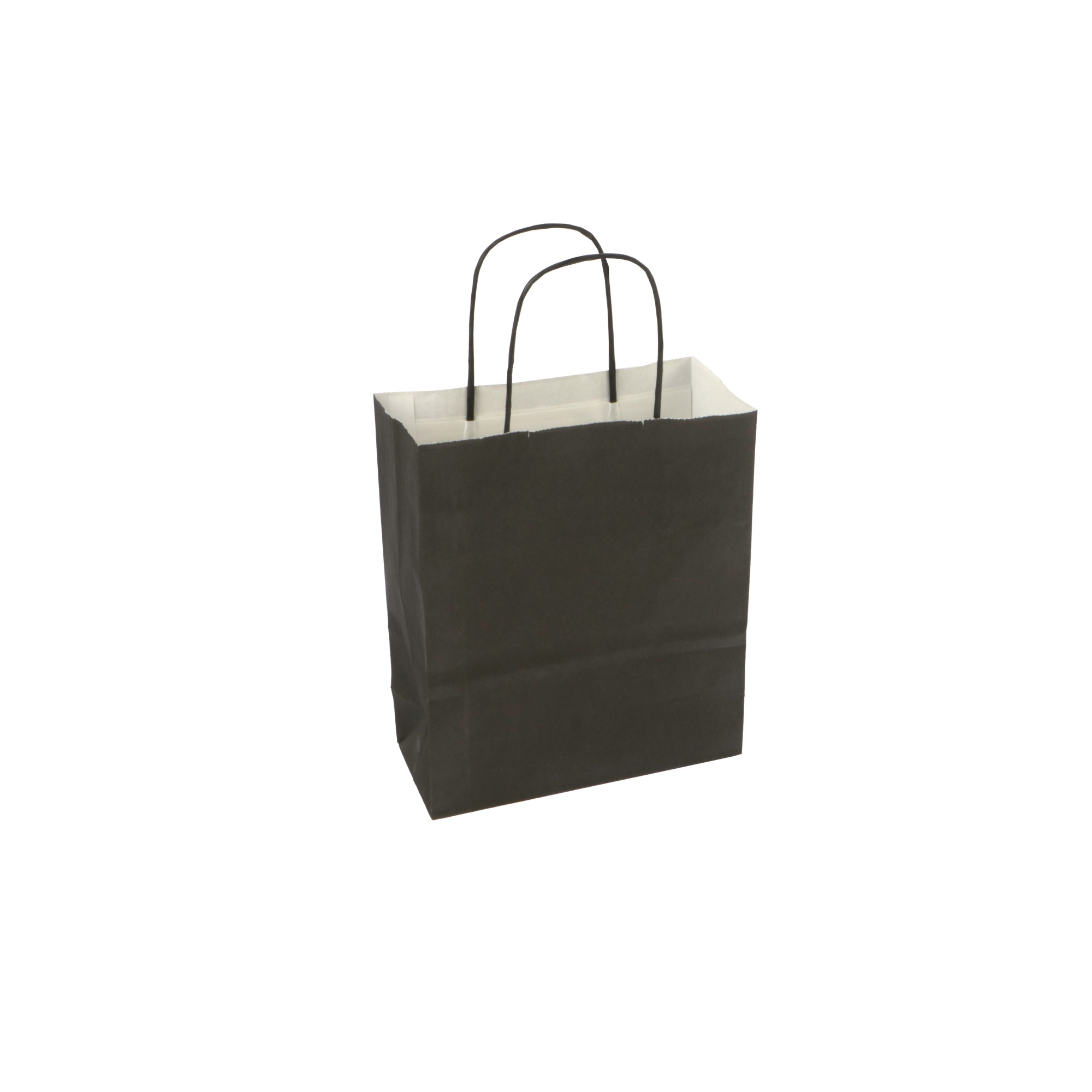 Afbeeldingen van Pak à 50 papieren tas zwart 18+8x22 cm 90grs