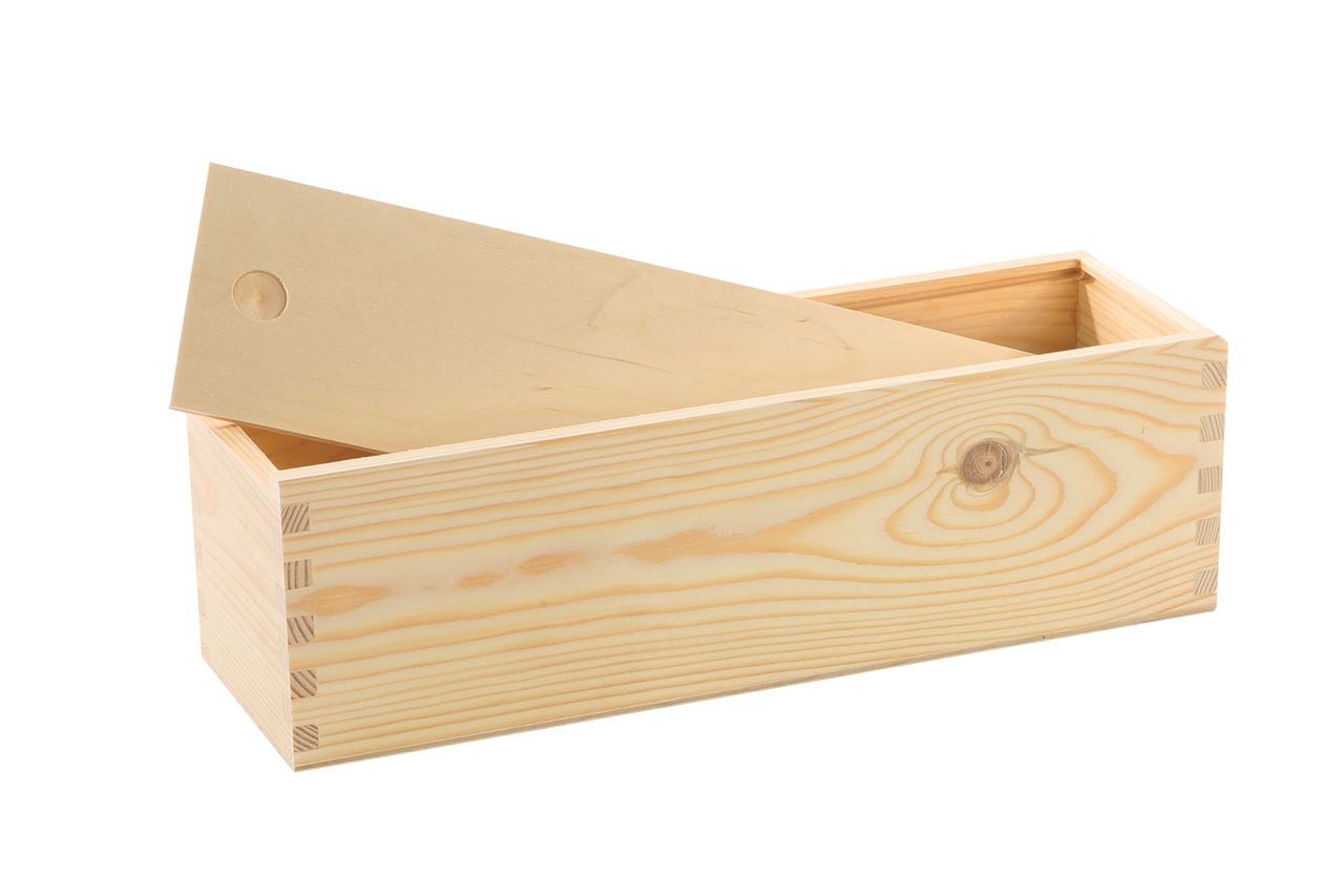 Afbeeldingen van Schuifdekselkist 1 fles met blokverbinding 