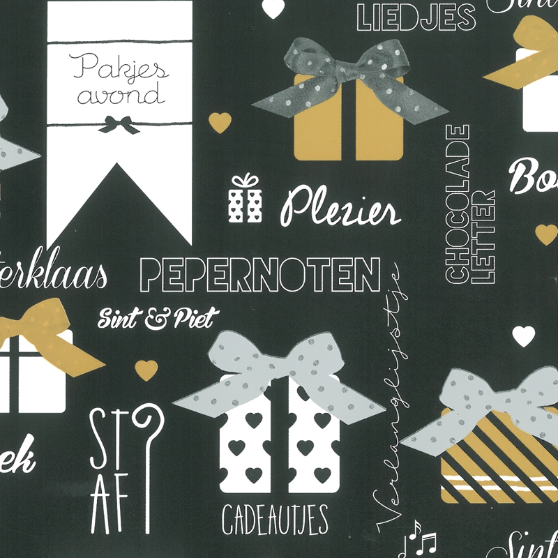 Afbeeldingen van Ds à 200 Sint kadozak 21x30 cm zw/gd/wit pakjesavond (uc)