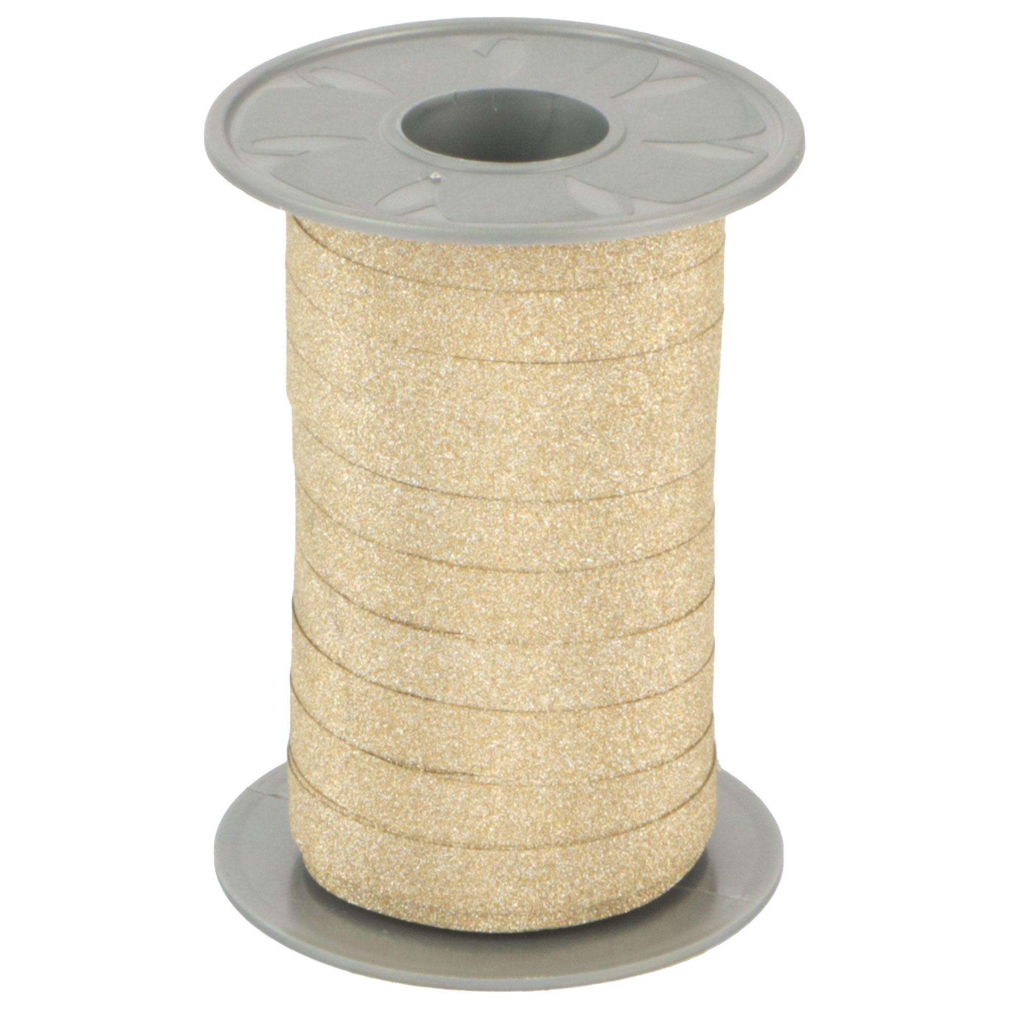 Afbeeldingen van Rol krullint 10 mm 100 mtr glitter goud