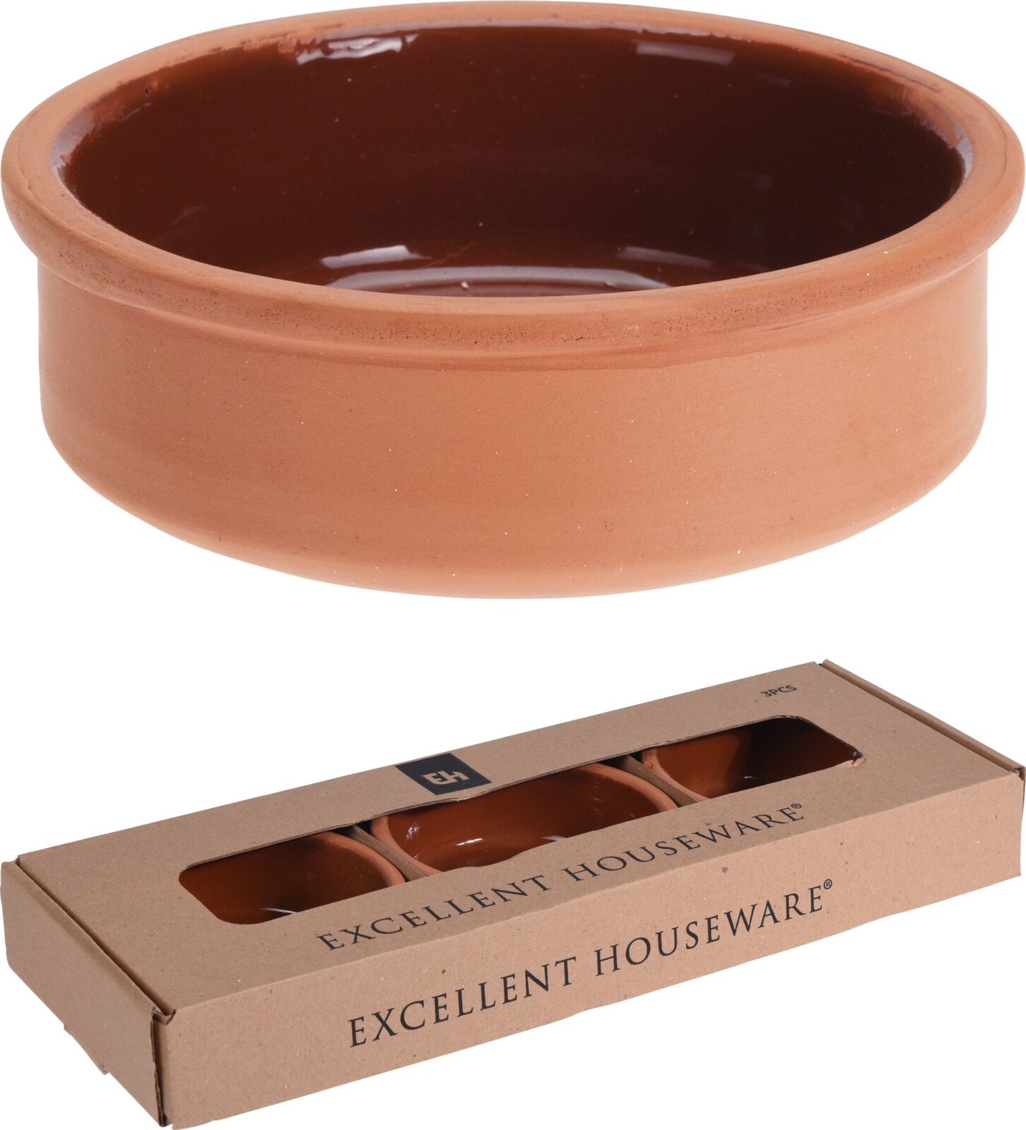 Afbeeldingen van Set à 3 tapasschaaltjes terracotta 