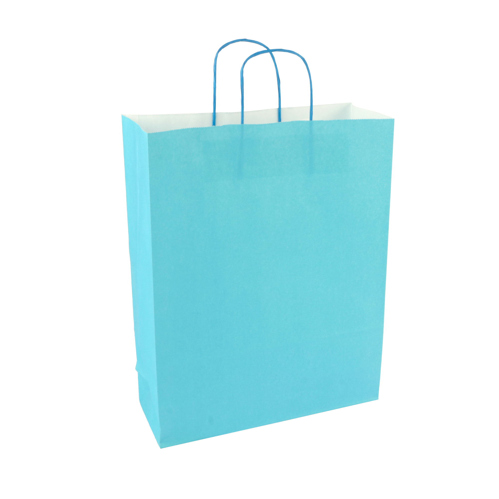 Afbeeldingen van Pak à 50 papieren tas blauw 32+12x41 cm 90grs