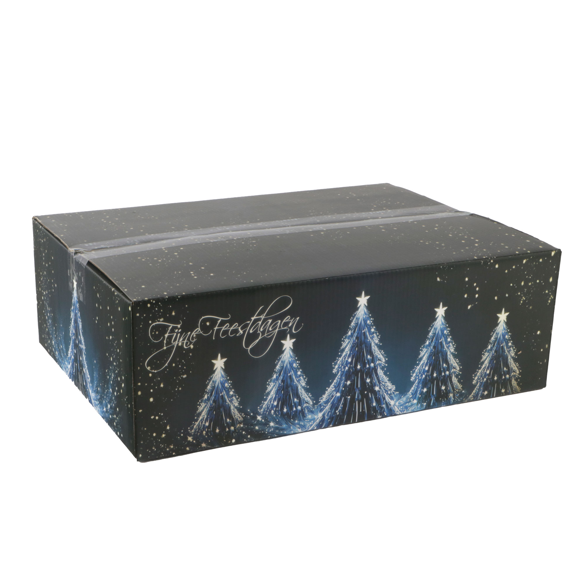 Afbeeldingen van Kerstdoos C130 Fijne Feestdagen 39x29x13 cm blauw 