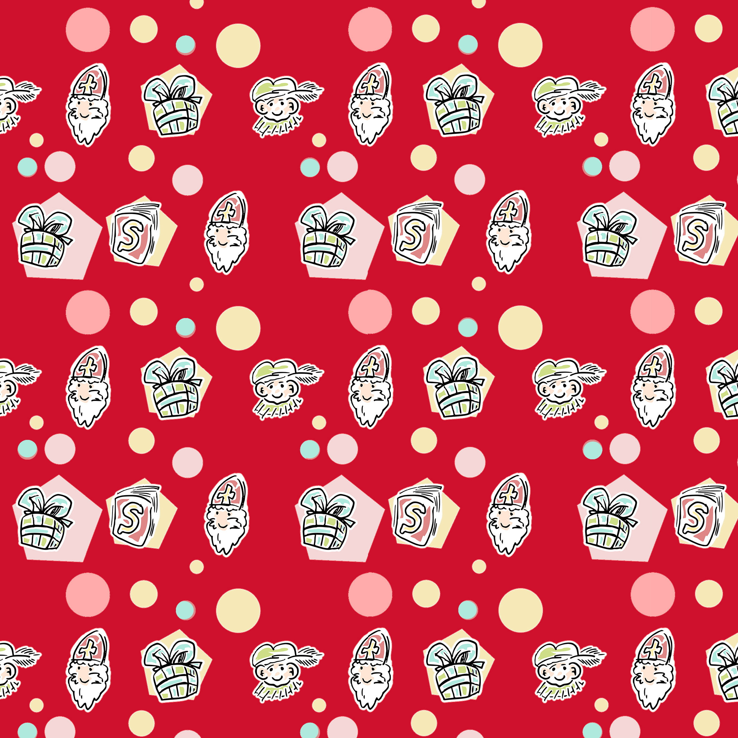 Afbeeldingen van Rol Sintpapier 30 cm 125 mtr sint wie kent m niet rood (uc)