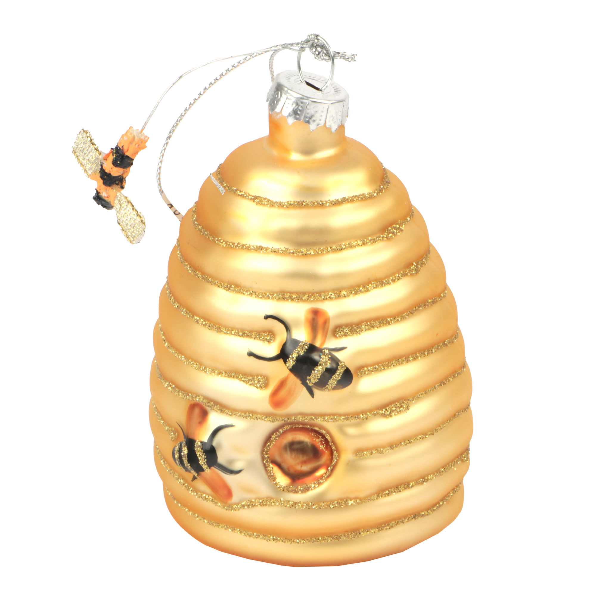 Afbeeldingen van Kerstbal 6x9 cm bijenkorf  