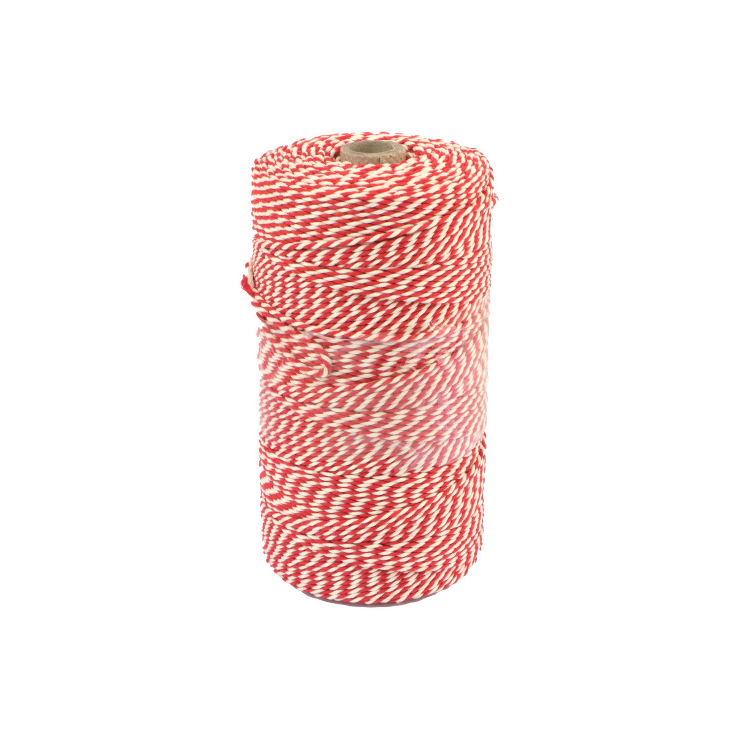 Afbeeldingen van Bol à 500 gram katoenkoord rood/wit  32/16 700 mtr