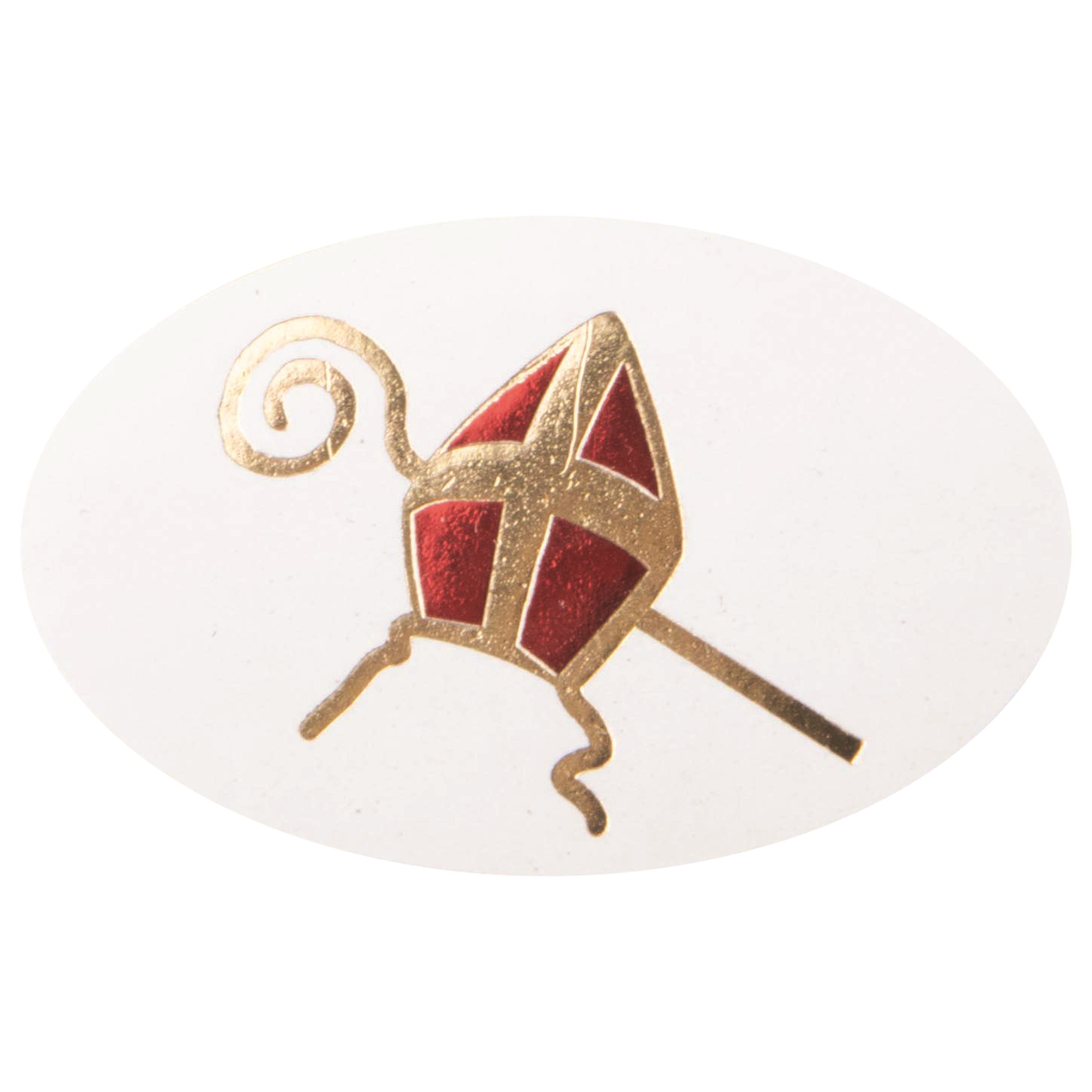 Afbeeldingen van Ds à 500 Sint etiket 4x2 cm Mijter en staf