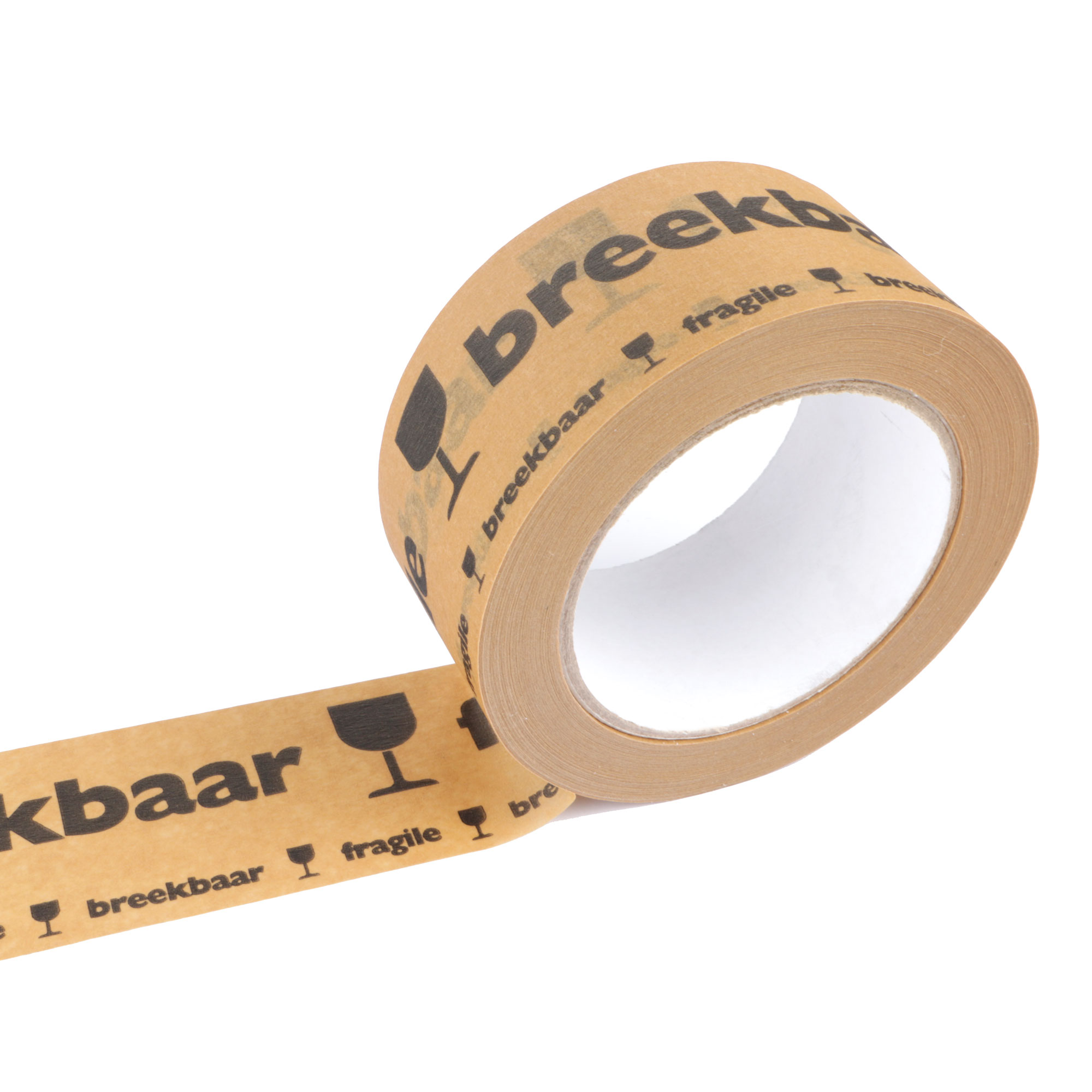 Afbeeldingen van Rol papieren tape bruin breekbaar 5 cm 50 mtr