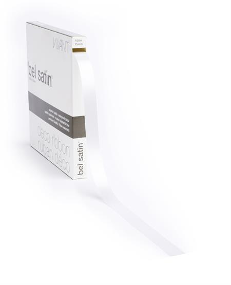 Afbeeldingen van Rol satijnlint 15 mm 100 mtr wit 