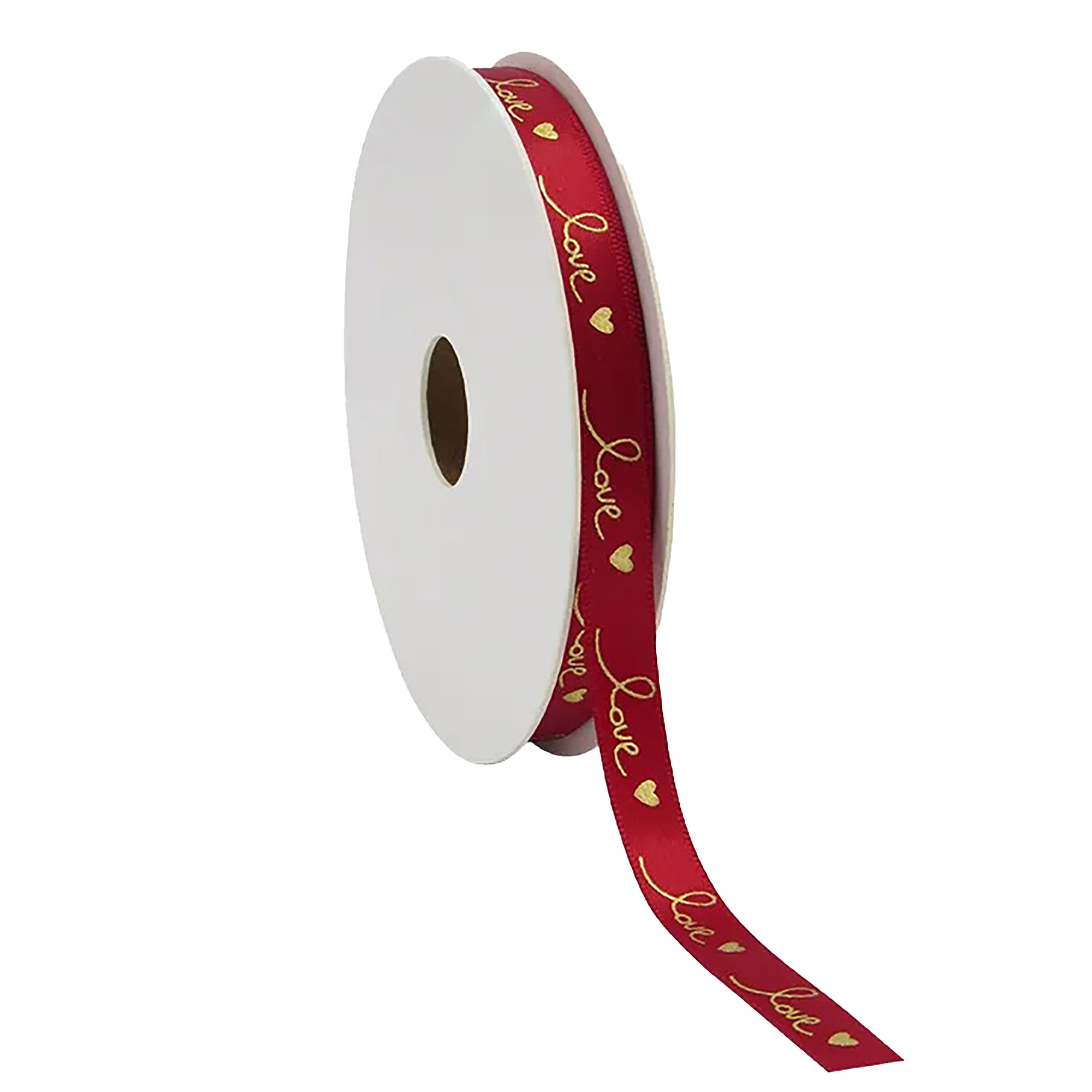 Afbeeldingen van Rol satijnlint 10 mm 25 mtr rood Love