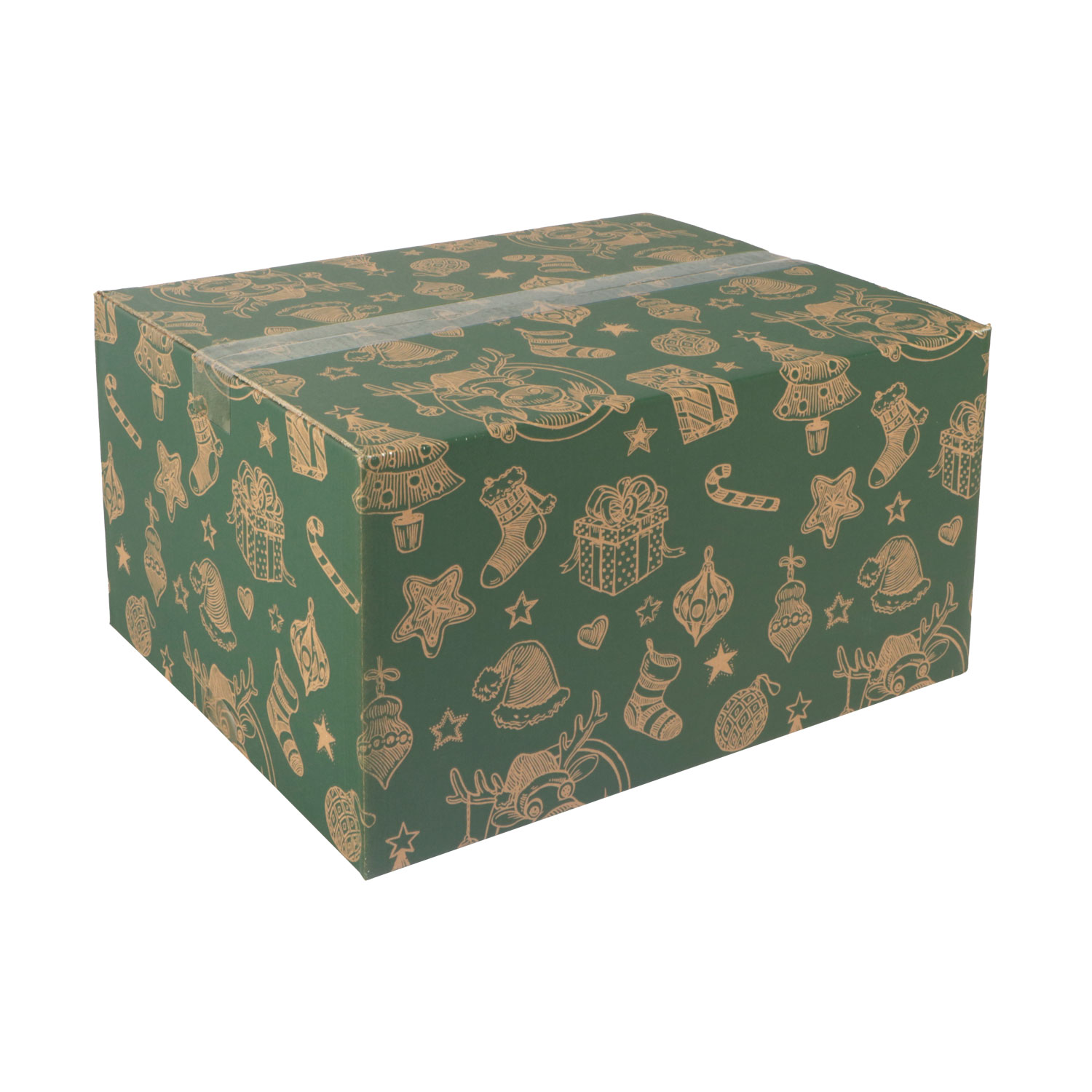 Afbeeldingen van Kerstdoos C232 rendier 39x29x23,2 cm groen