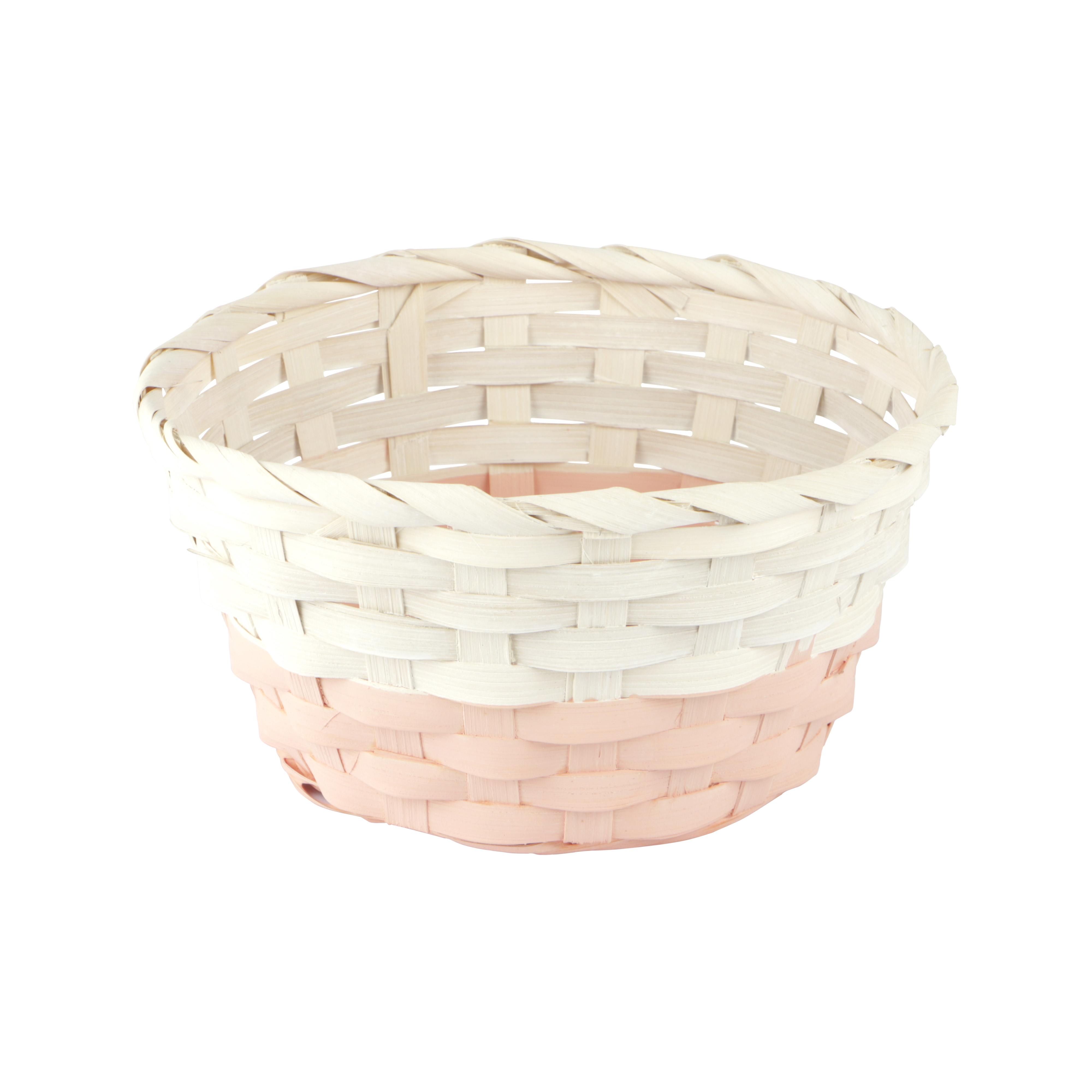 Afbeeldingen van Mand bamboe, wit/pastel oranje ø19x10 cm