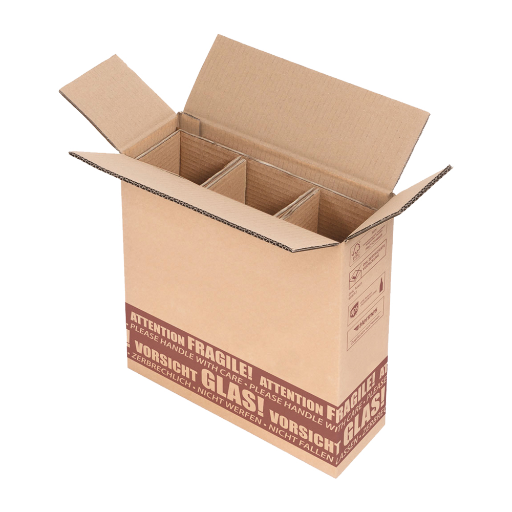 Afbeeldingen van Verzenddoos 3 fles staand incl. interieur bruin 