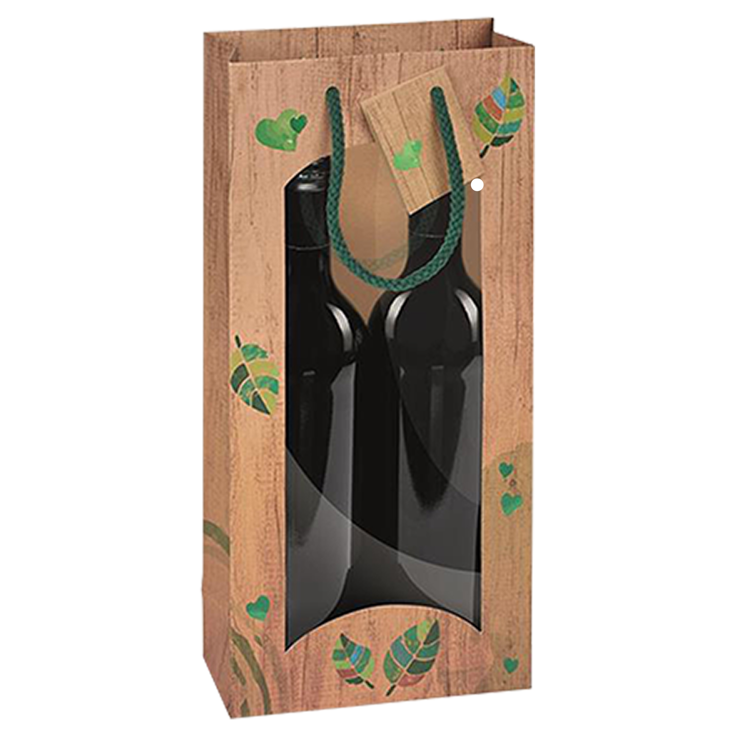 Afbeeldingen van Pak à 20 2 fles draagtas Country met venster (ucl)