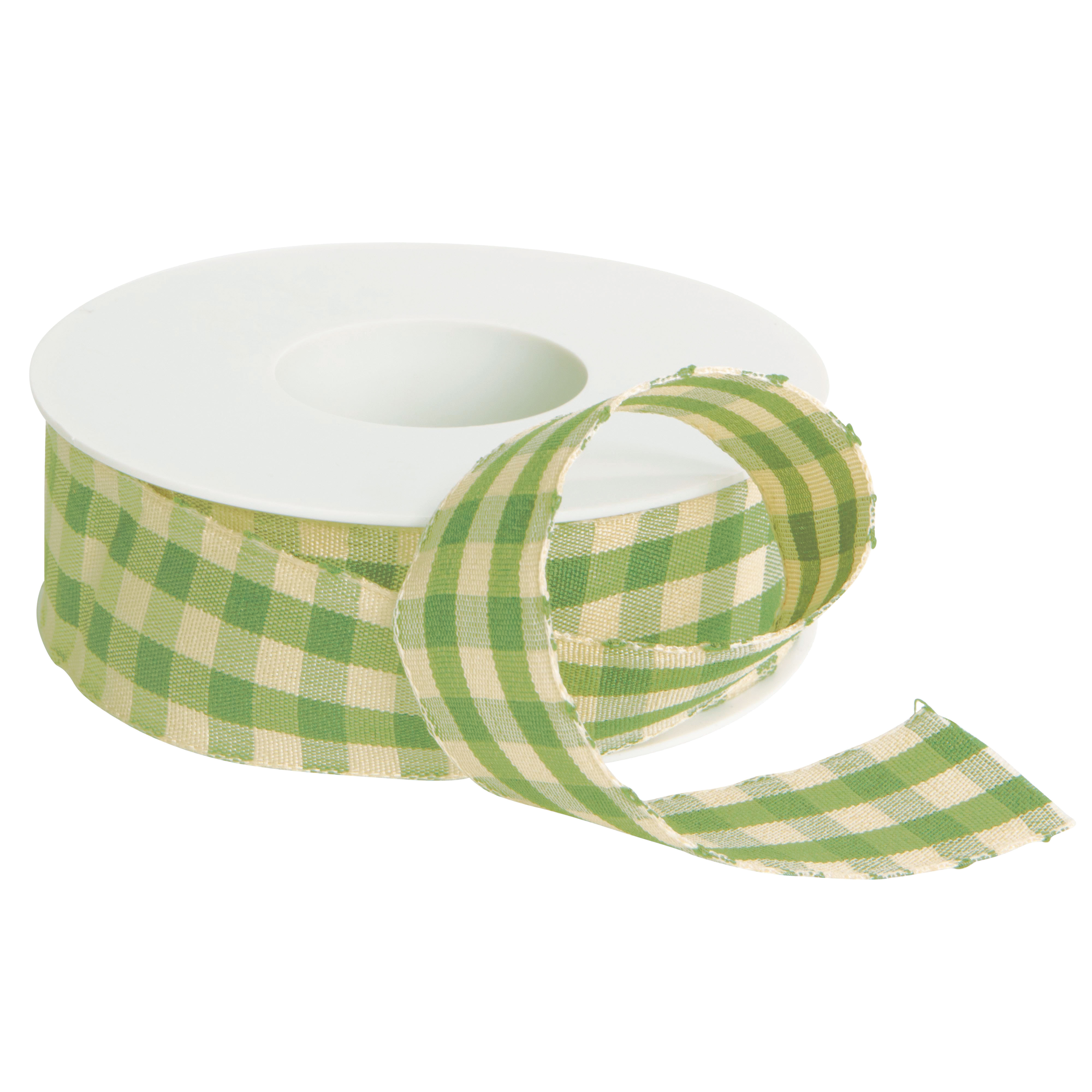 Afbeeldingen van Rol textiellint 30 mm 15 mtr grasgroen geruit (uc)