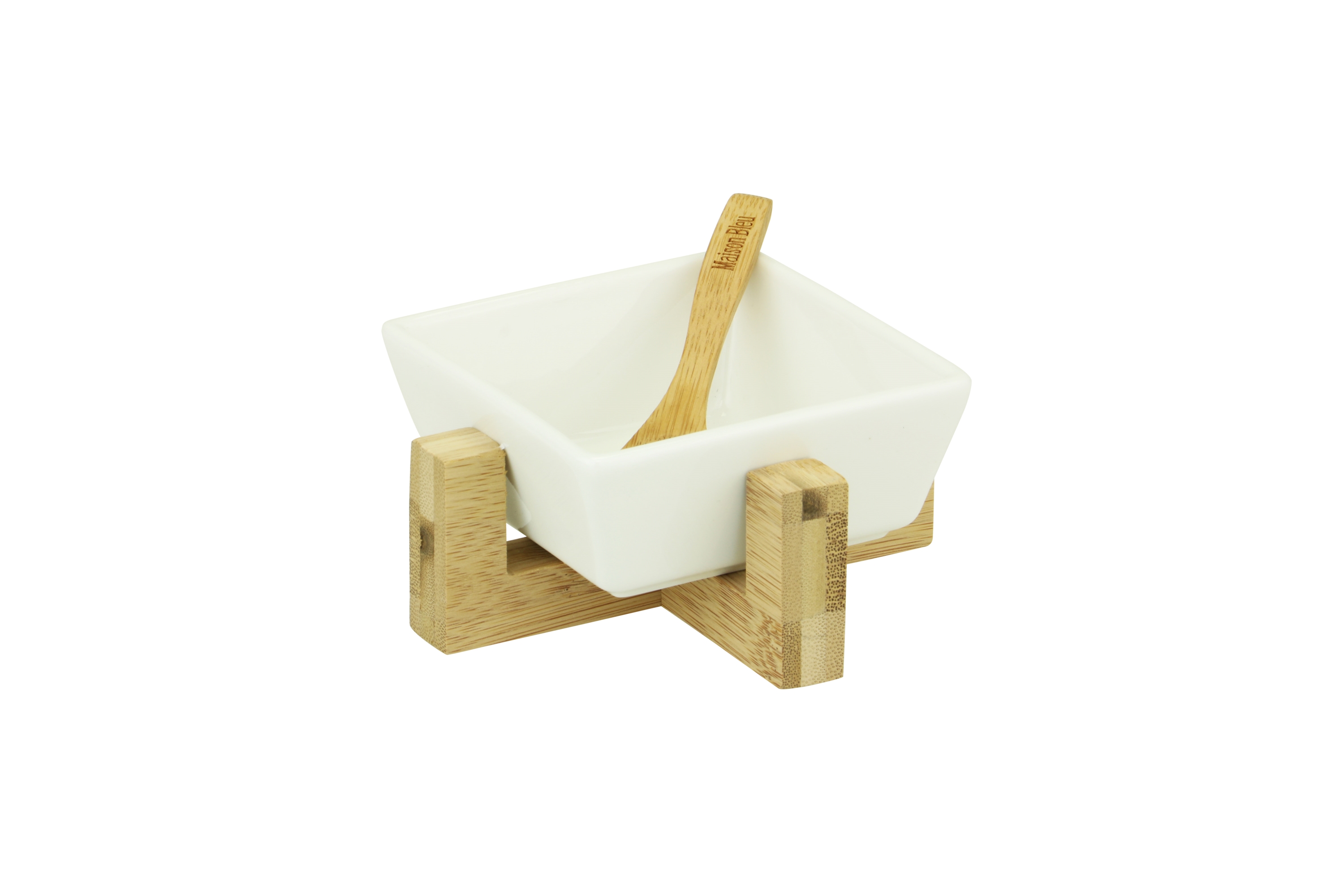 Afbeeldingen van Bamboehouder met keramiek bakje en lepel