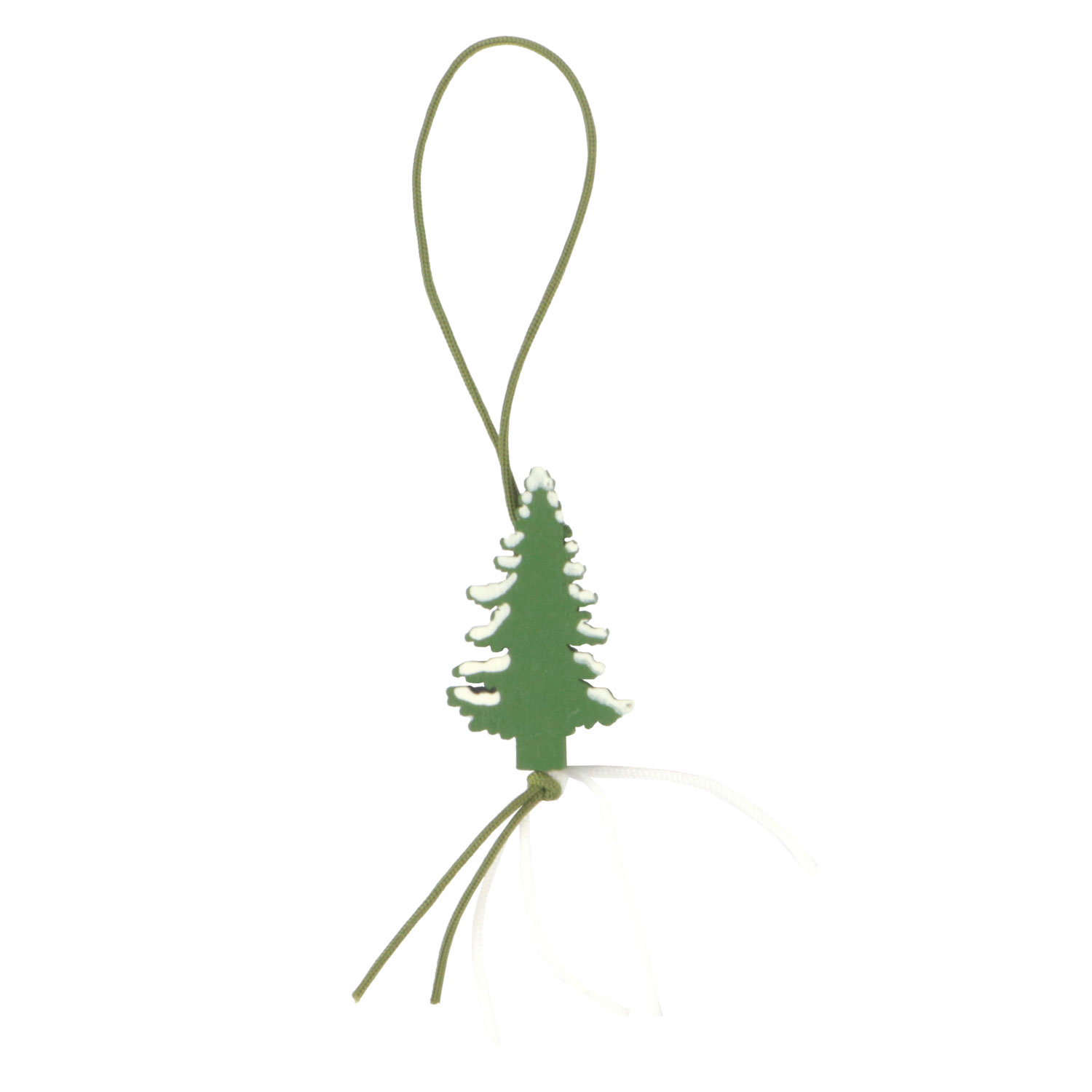 Afbeeldingen van Ds à 100 hanger 3x2 cm kerstboom met sneeuw