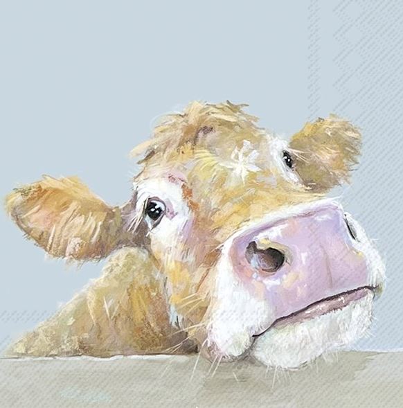 Afbeeldingen van Pak à 20 servetten 33x33 cm 3 laags koe bella