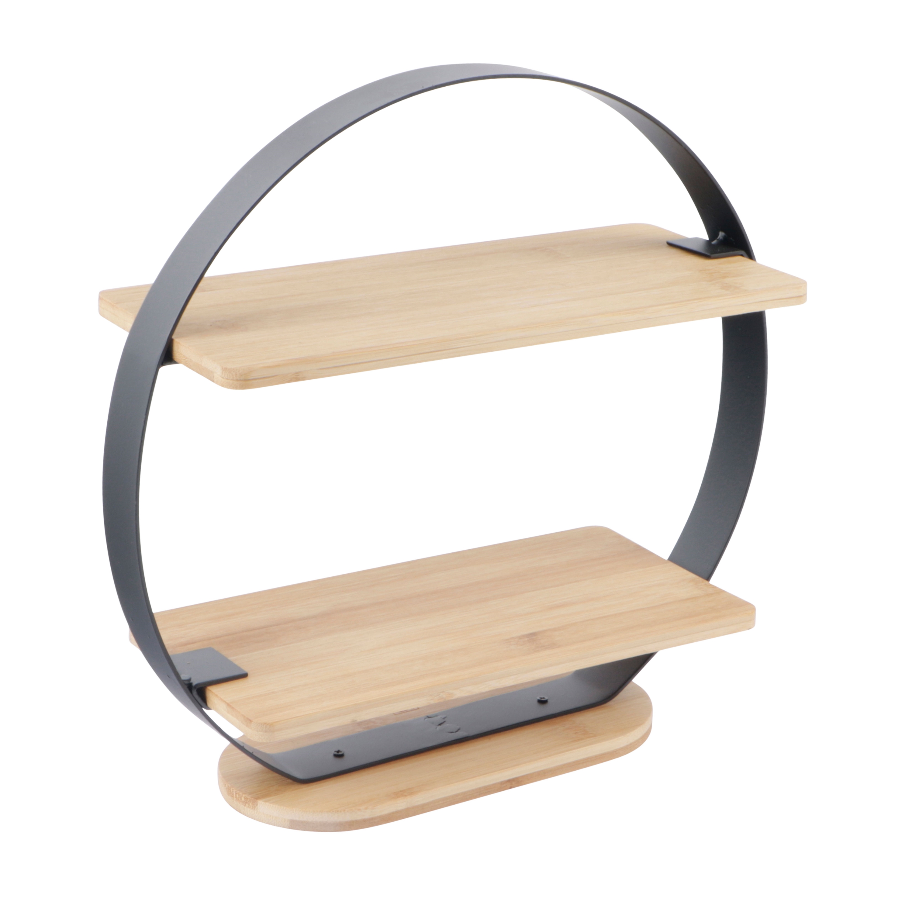 Afbeeldingen van Serveertray 2 laags met bamboe plankjes 31,5x12x28 cm