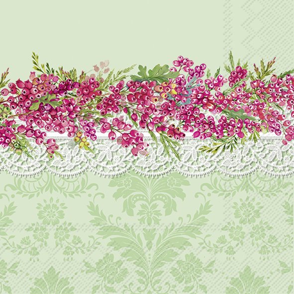 Afbeeldingen van Pak à 20 servetten 33x33 cm 3 laags rode besjes (uc)