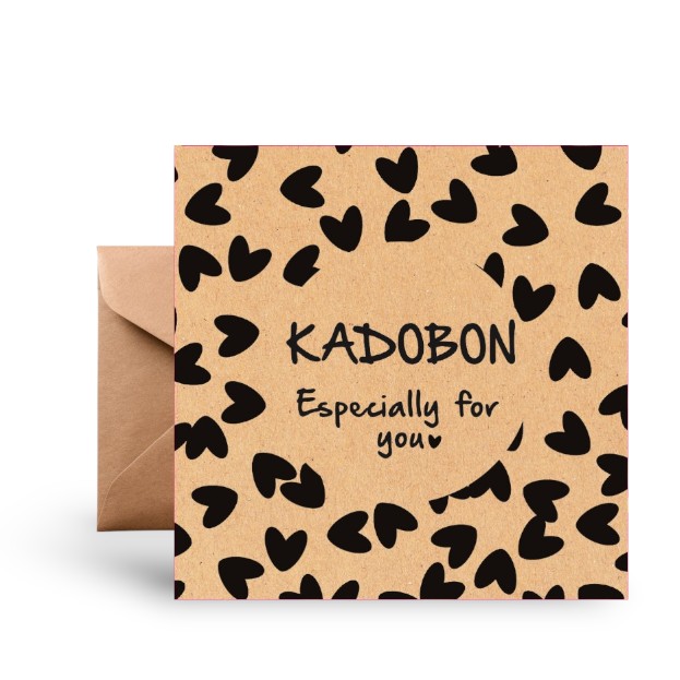 Afbeeldingen van Pak à 25 kadobon+envelop 13x13 cm kraft hartjes especially for you