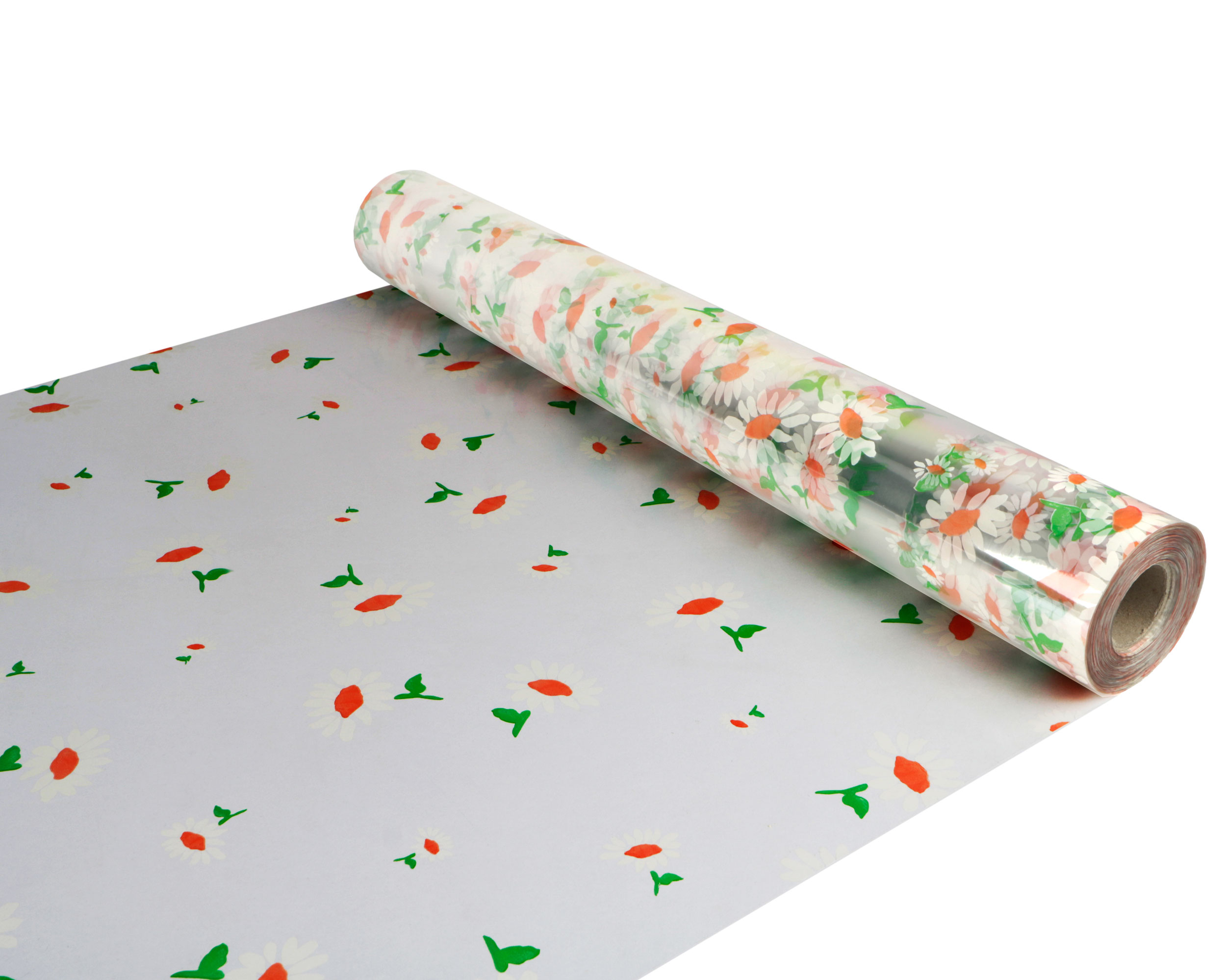 Afbeeldingen van Rol pp kadofolie 60 cm/100 mtr/30my Margrietjes