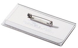 Afbeeldingen van Pak à 10 badge met speld en clip 7,5x4 cm