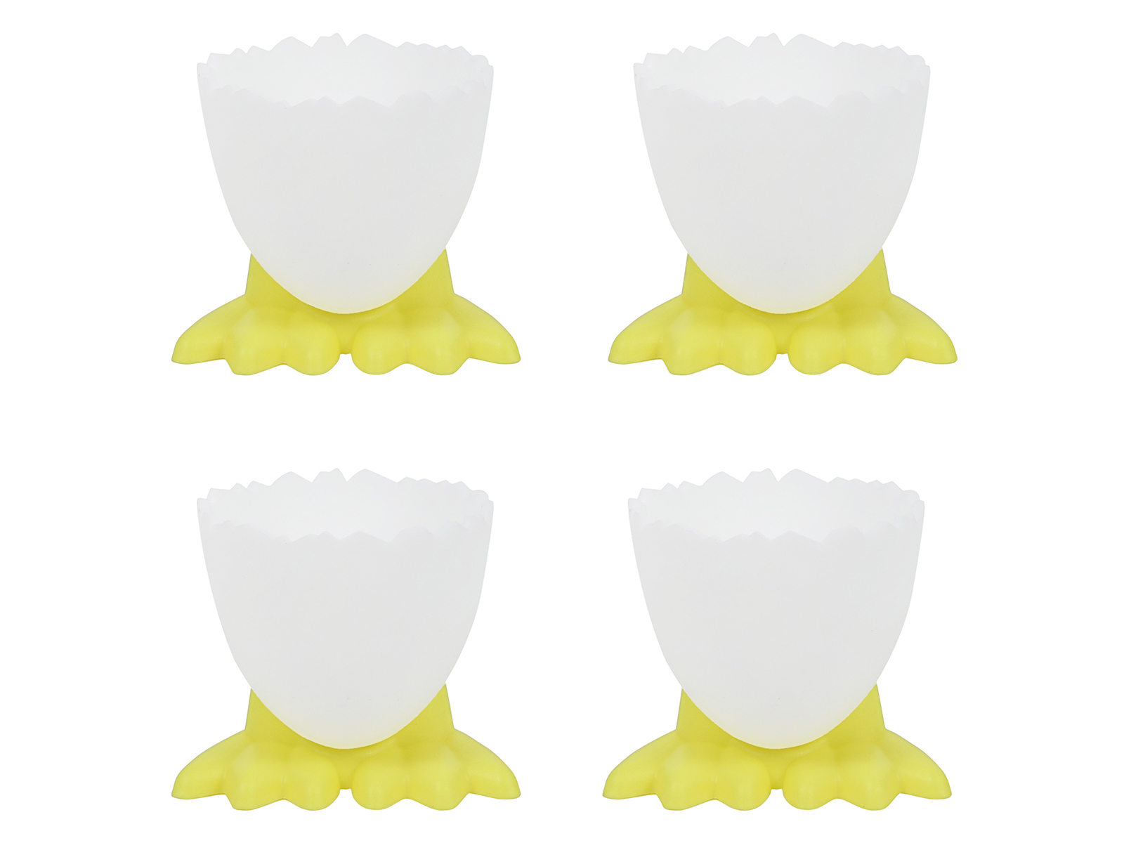 Afbeeldingen van Set à 4 eierdop op voetjes kunststof