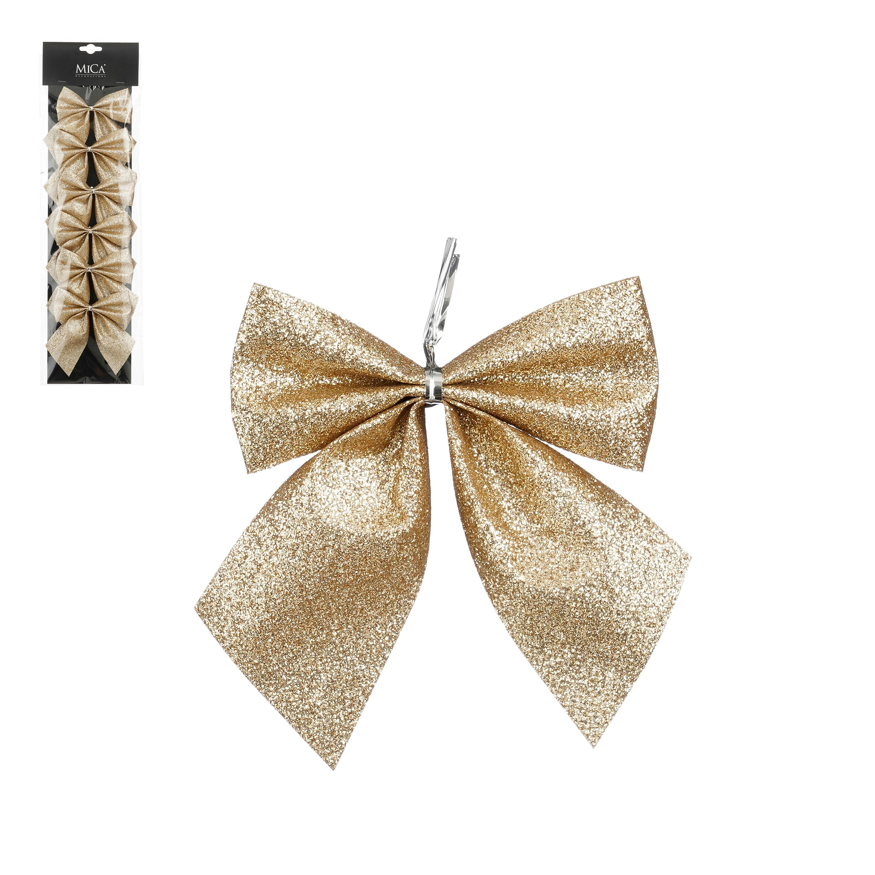 Afbeeldingen van Pak à 6 strik 12 cm champagne