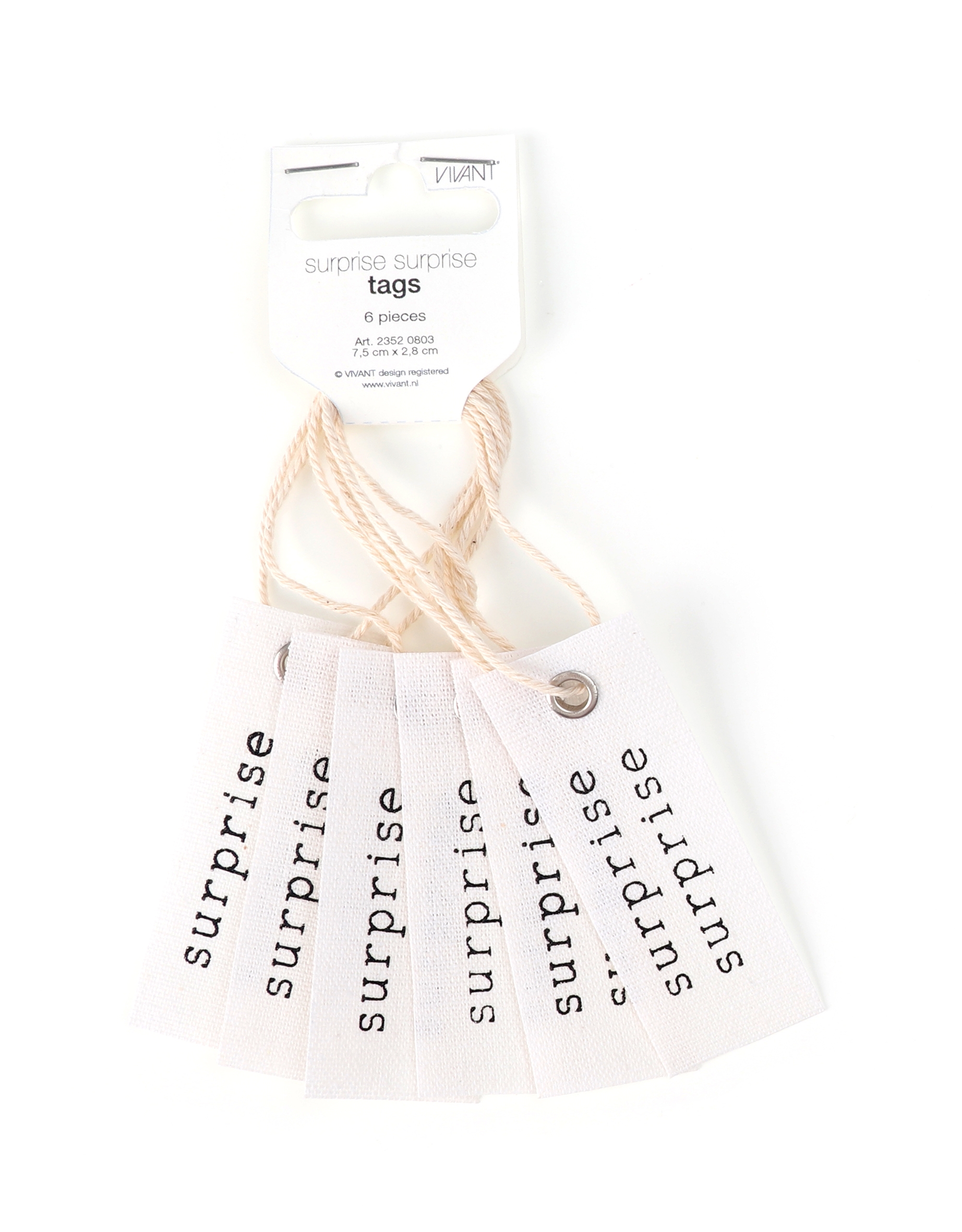 Afbeeldingen van Pak à 6 tag 7,5x2,8 cm Surprise (uc)