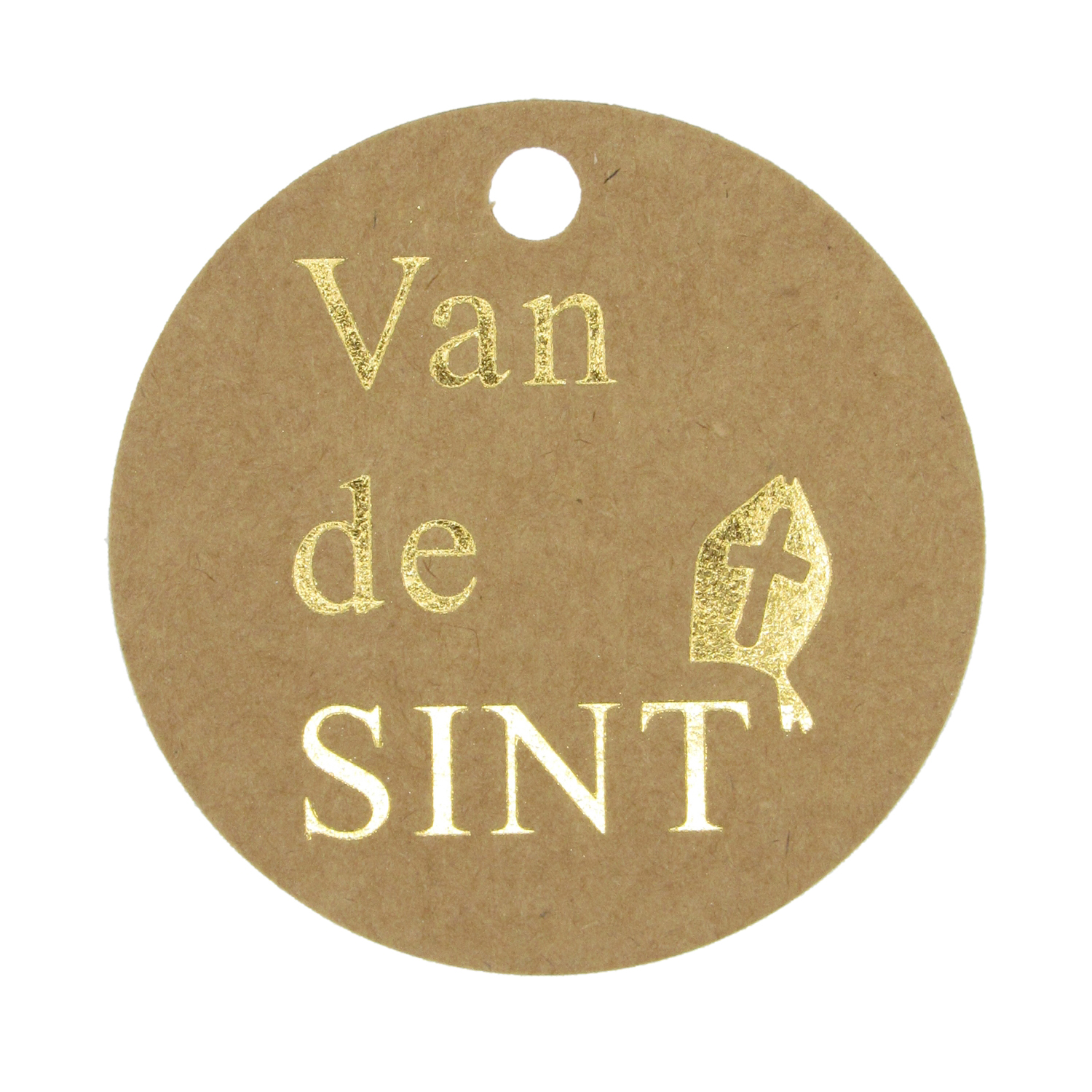 Afbeeldingen van Zak à 50 hangkaartje 5 cm kraft Van de Sint