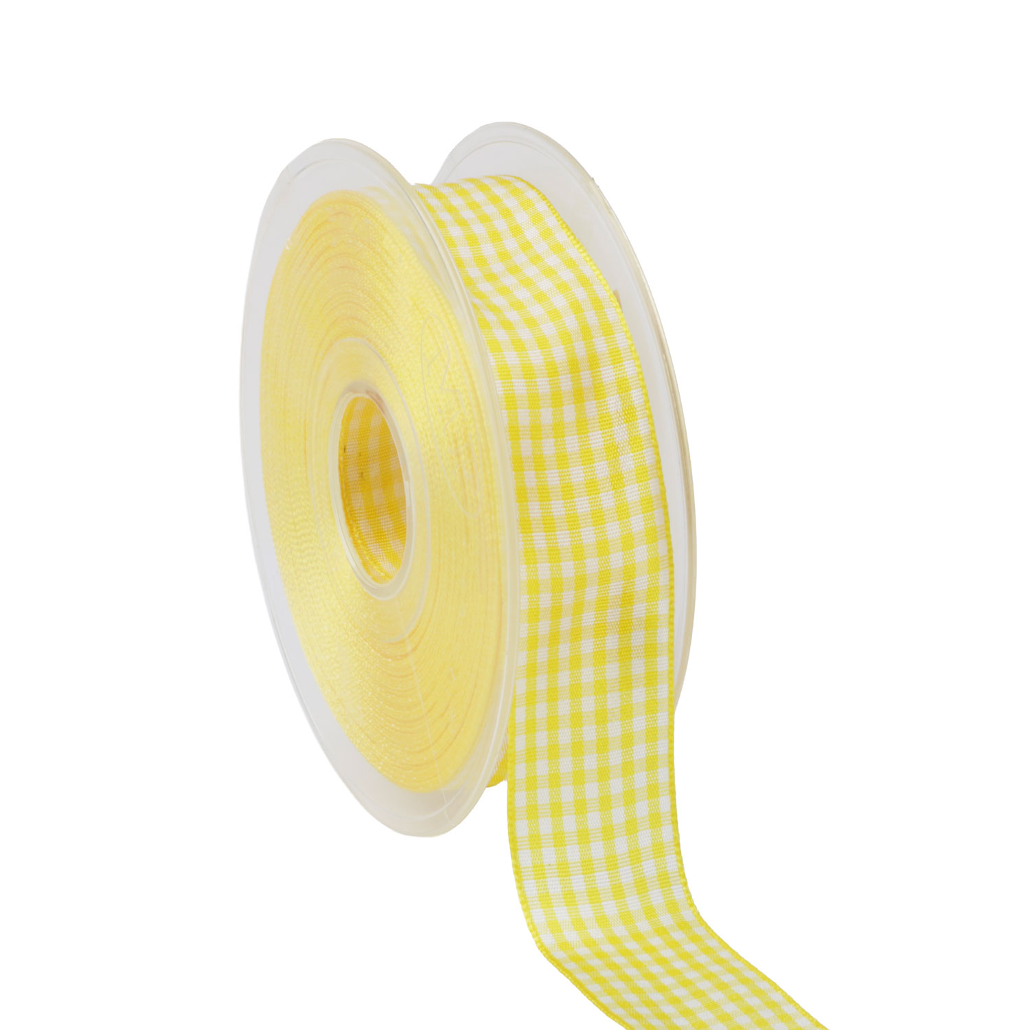Afbeeldingen van Rol textiellint 25 mm 20 mtr ruit geel/wit